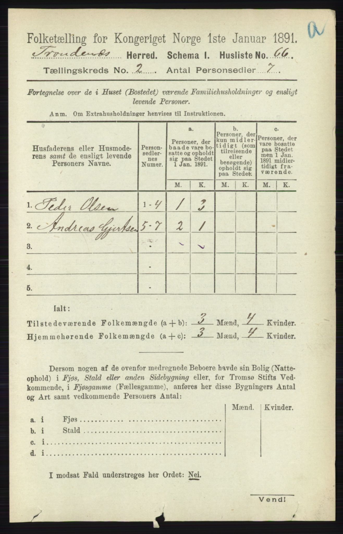 RA, Folketelling 1891 for 1914 Trondenes herred, 1891, s. 644