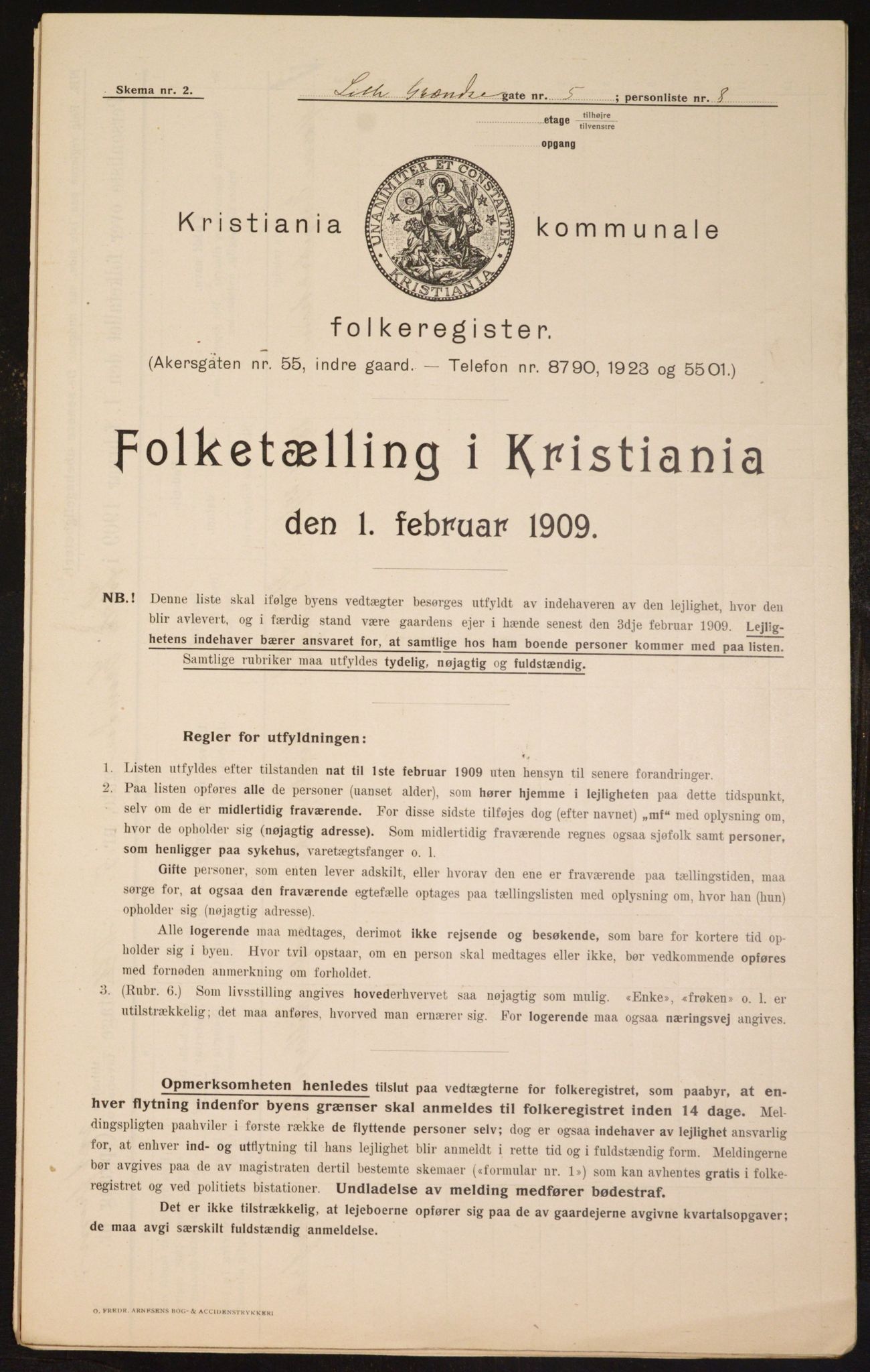 OBA, Kommunal folketelling 1.2.1909 for Kristiania kjøpstad, 1909, s. 52504