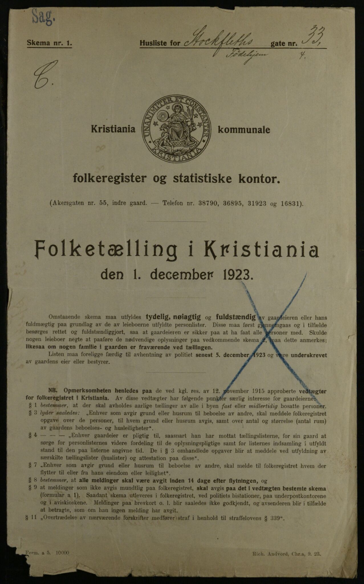 OBA, Kommunal folketelling 1.12.1923 for Kristiania, 1923, s. 112902