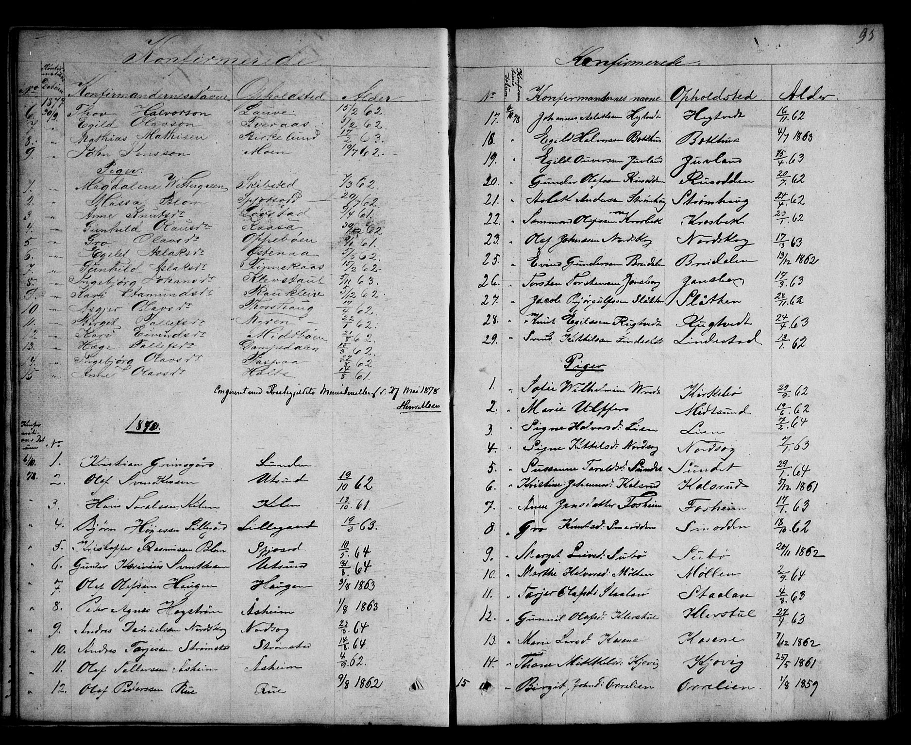 Kviteseid kirkebøker, AV/SAKO-A-276/G/Ga/L0001: Klokkerbok nr. I 1, 1850-1893, s. 95
