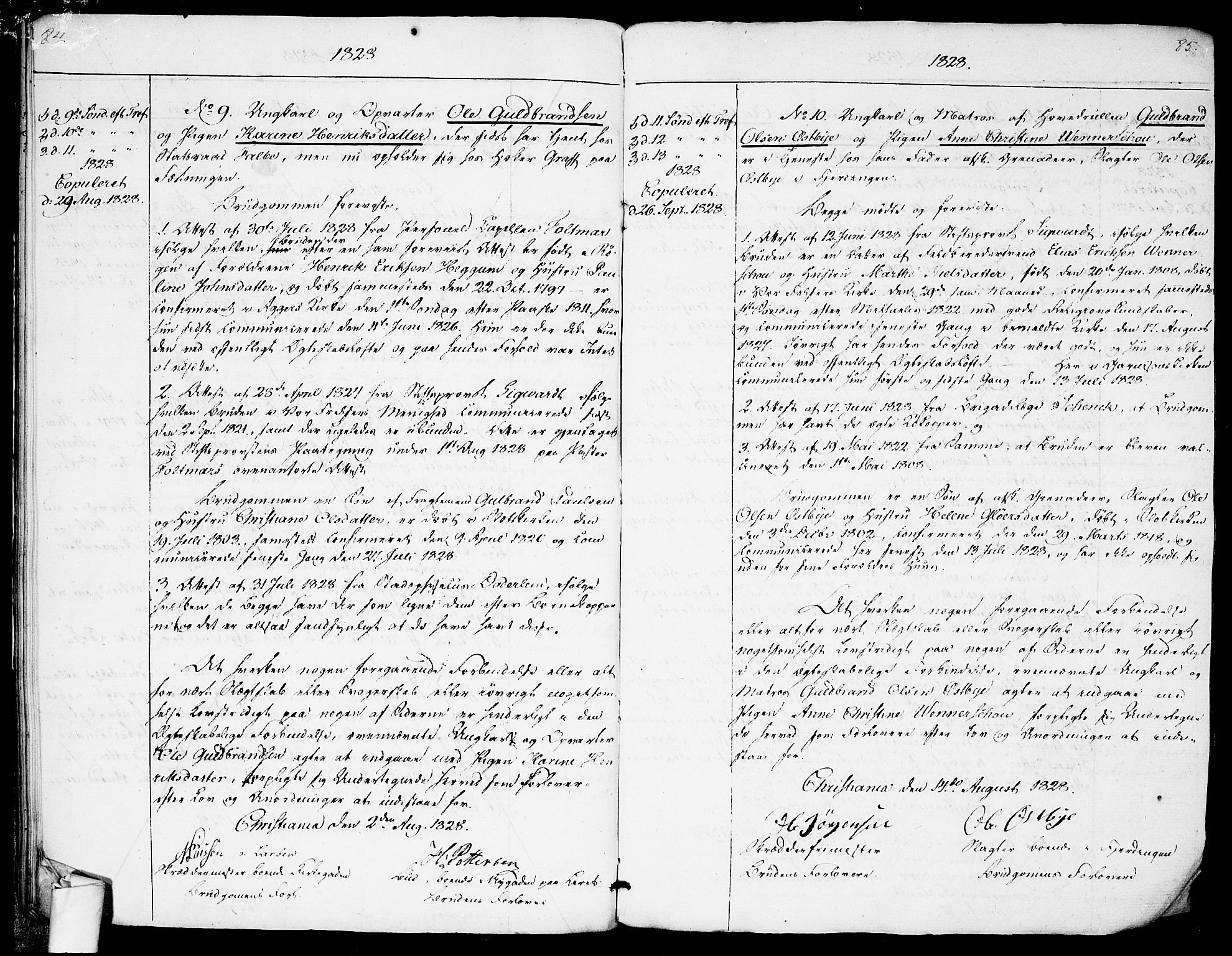 Garnisonsmenigheten Kirkebøker, AV/SAO-A-10846/H/Ha/L0001: Lysningsprotokoll nr. I 1, 1823-1828, s. 84-85