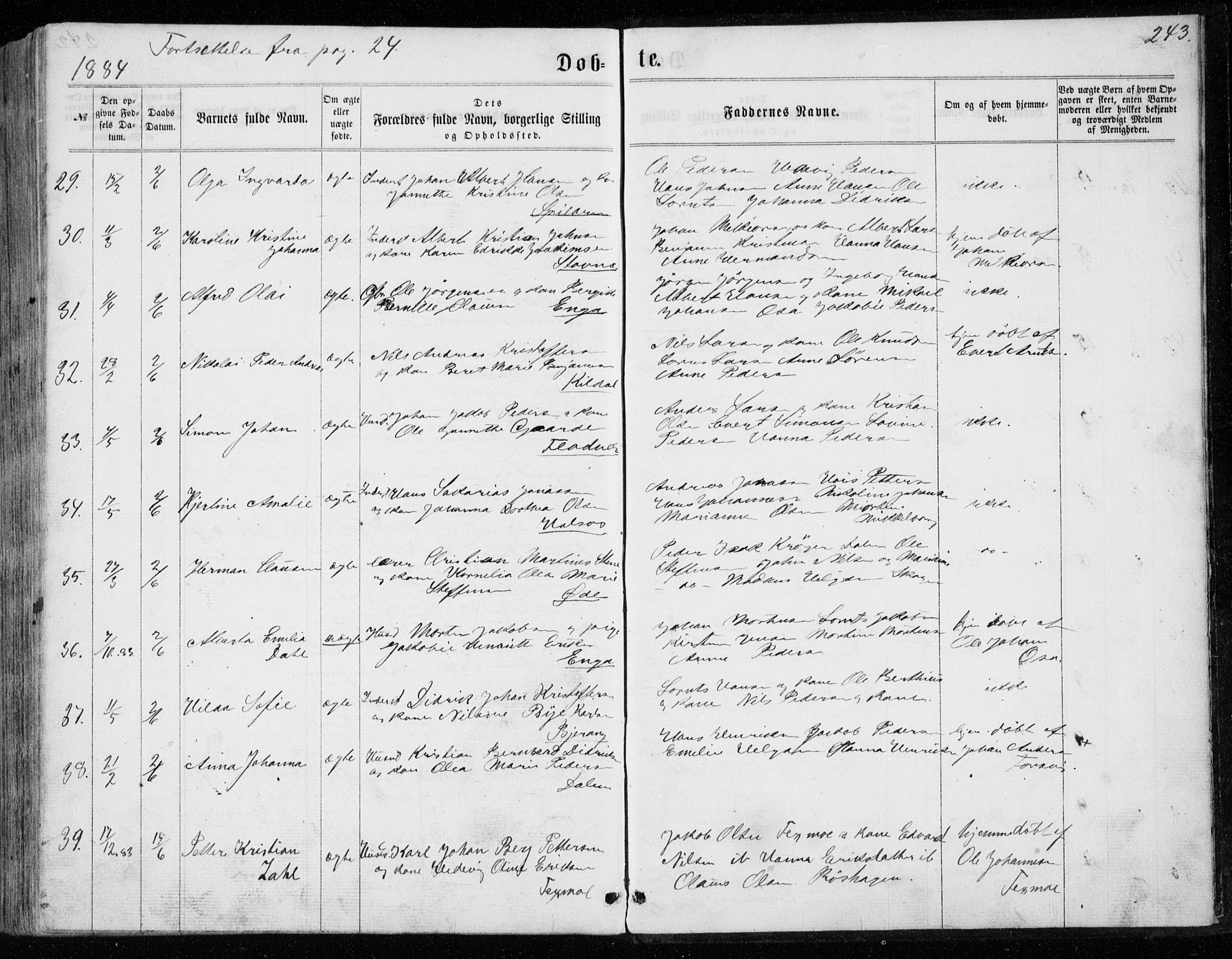 Ministerialprotokoller, klokkerbøker og fødselsregistre - Nordland, AV/SAT-A-1459/843/L0634: Klokkerbok nr. 843C03, 1860-1884, s. 243