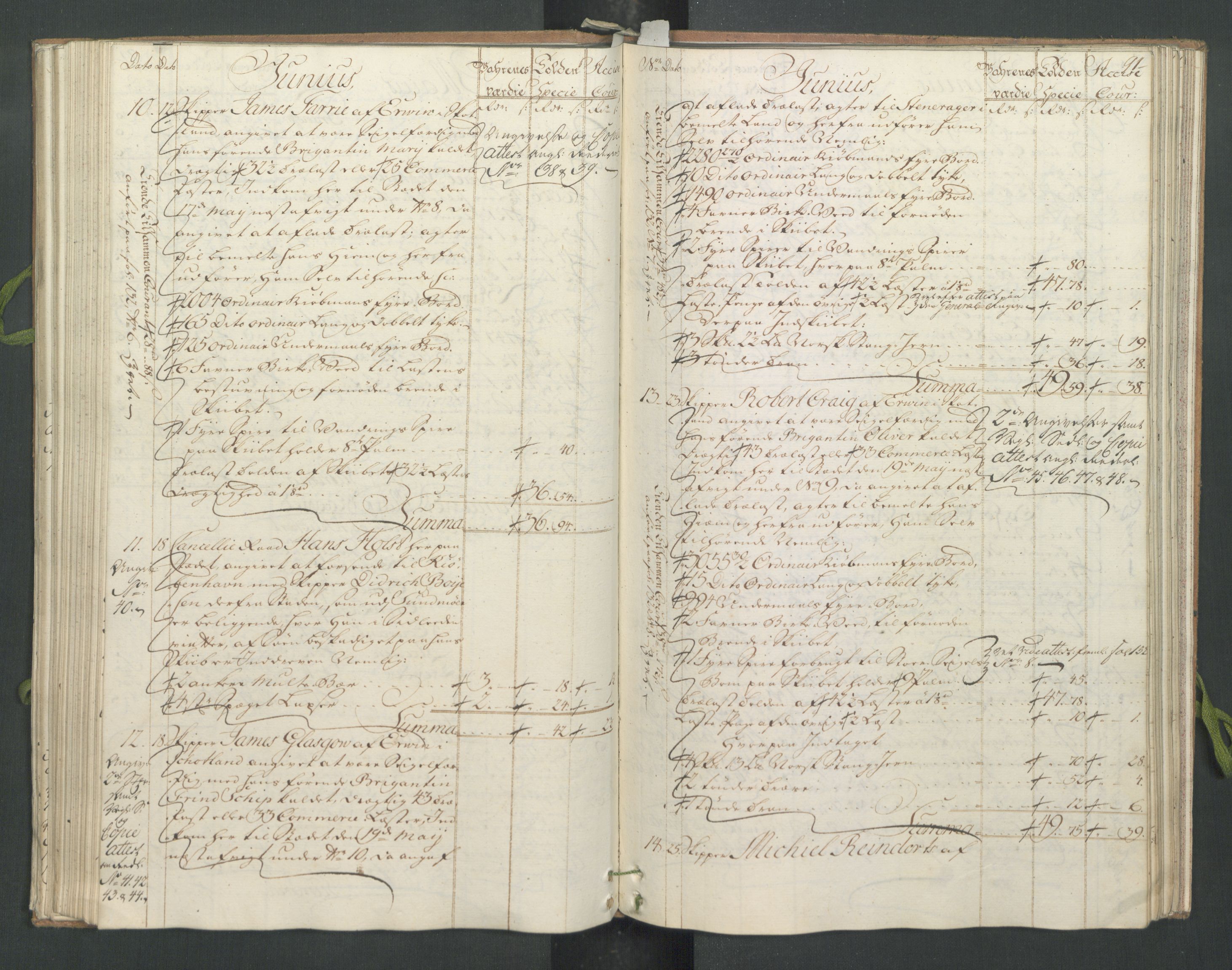 Generaltollkammeret, tollregnskaper, AV/RA-EA-5490/R31/L0023/0001: Tollregnskaper Molde / Hovedtollbok, 1762, s. 90b-91a