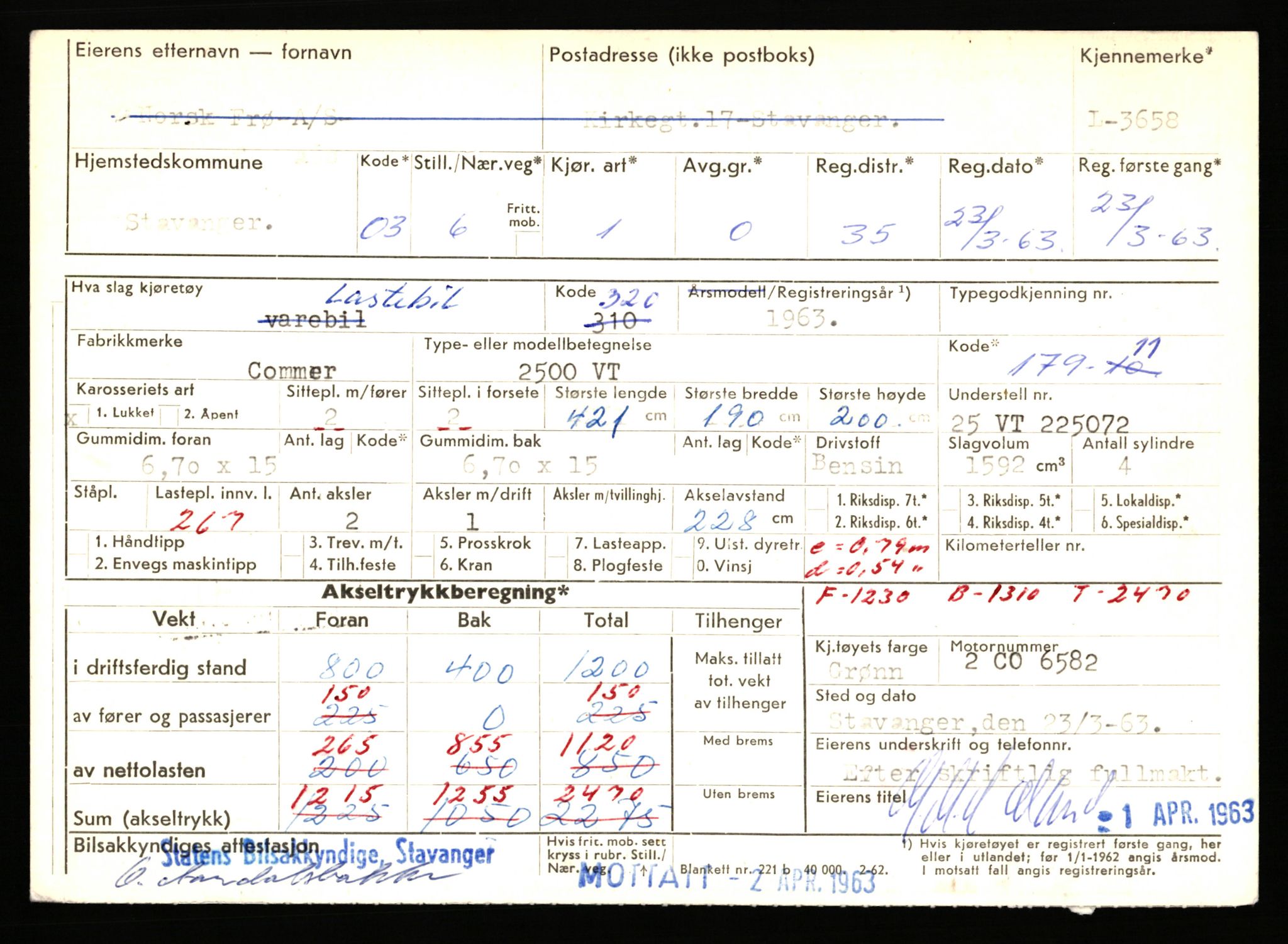Stavanger trafikkstasjon, AV/SAST-A-101942/0/F/L0010: L-3350 - L-3699, 1930-1971, s. 1697