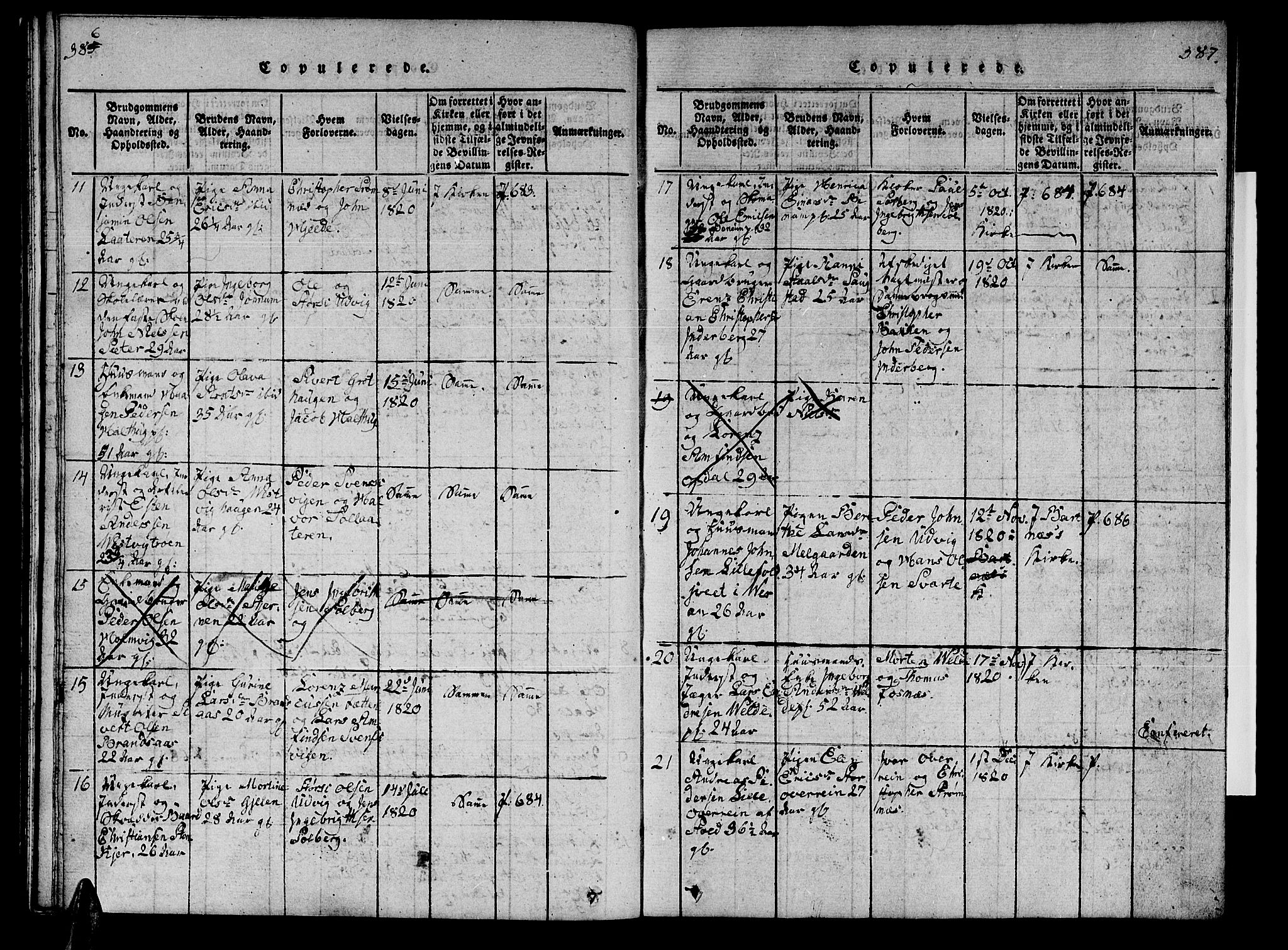 Ministerialprotokoller, klokkerbøker og fødselsregistre - Nord-Trøndelag, SAT/A-1458/741/L0400: Klokkerbok nr. 741C01, 1817-1825, s. 386-387