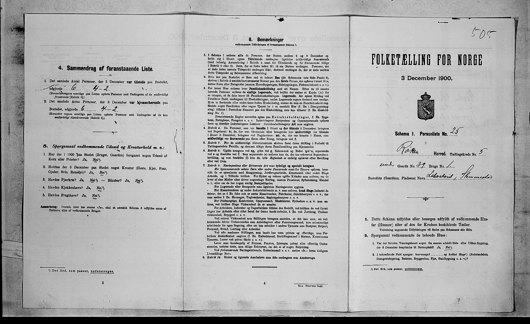 RA, Folketelling 1900 for 0627 Røyken herred, 1900, s. 722