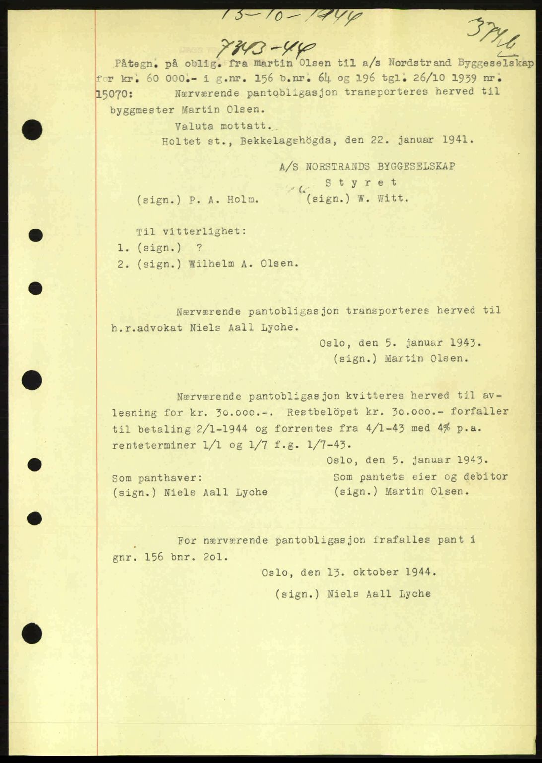 Aker herredsskriveri, SAO/A-10896/G/Gb/Gba/Gbac/L0035: Pantebok nr. B200-201, 1944-1944, Dagboknr: 7343/1944