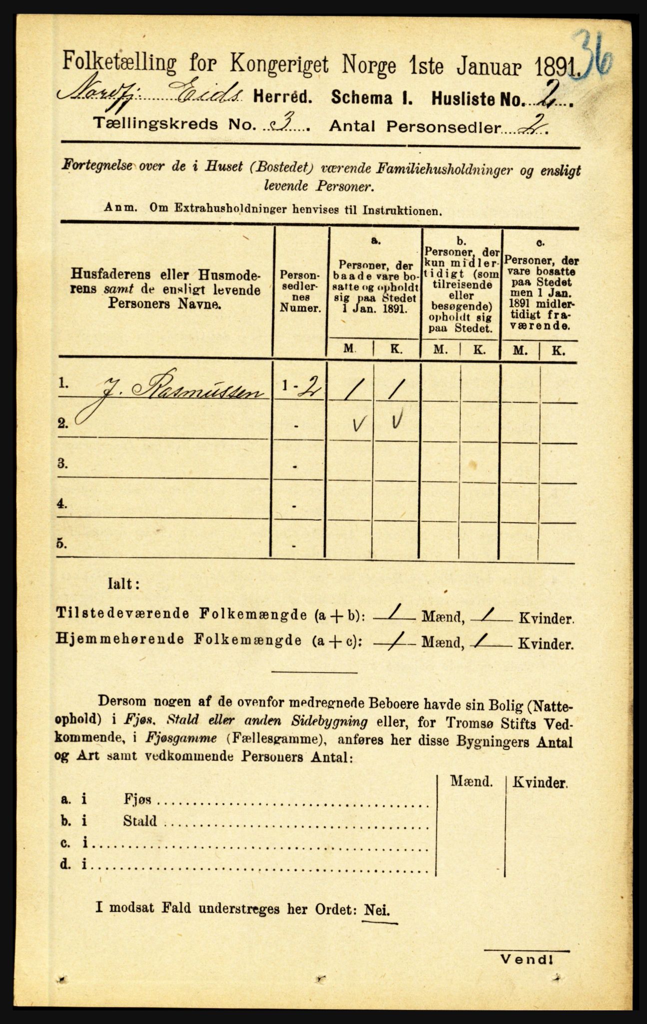 RA, Folketelling 1891 for 1443 Eid herred, 1891, s. 489