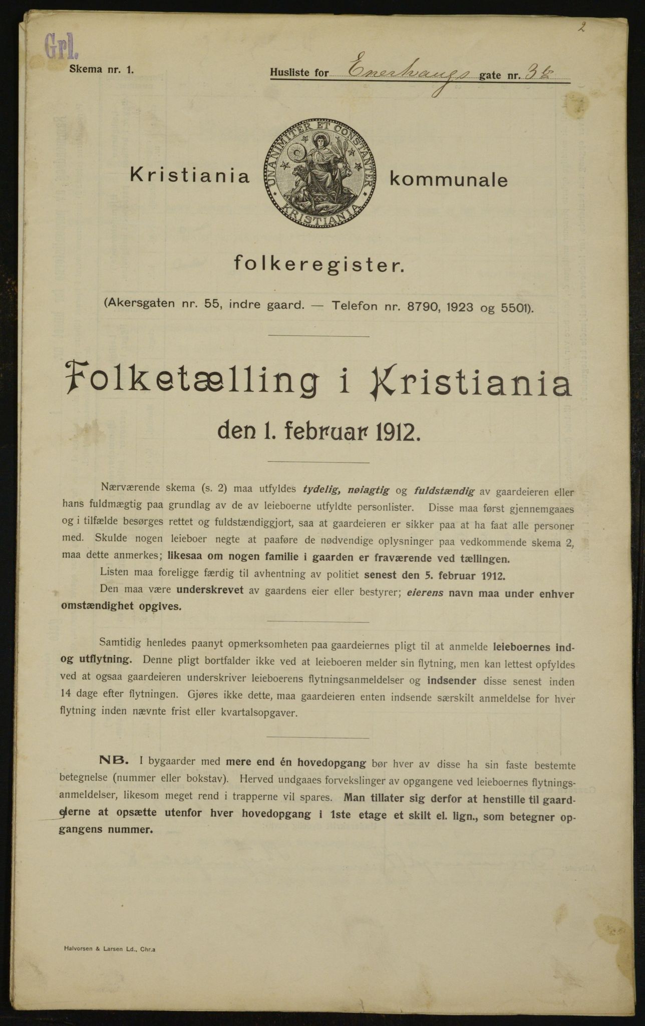 OBA, Kommunal folketelling 1.2.1912 for Kristiania, 1912, s. 21456