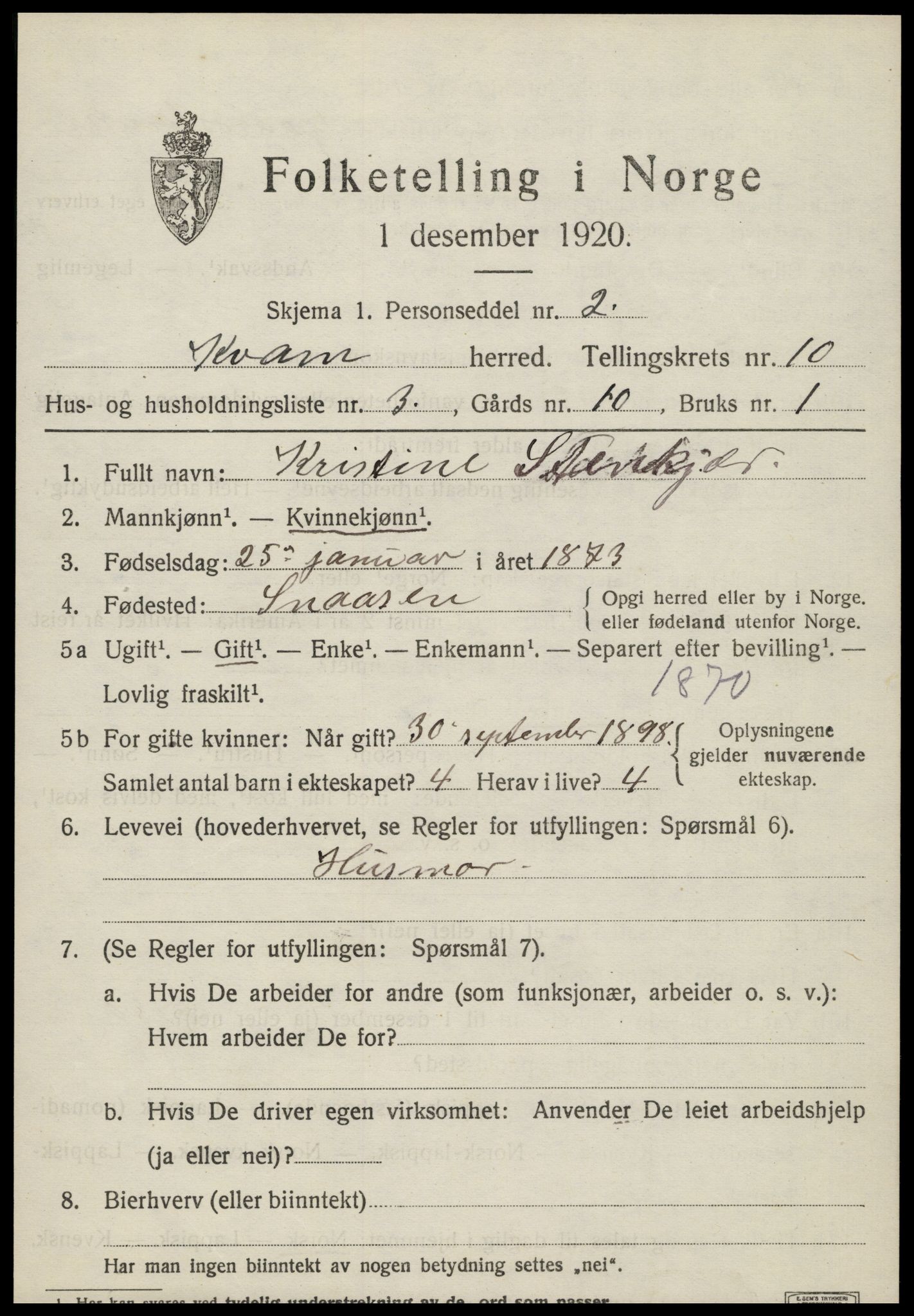 SAT, Folketelling 1920 for 1735 Kvam herred, 1920, s. 2531