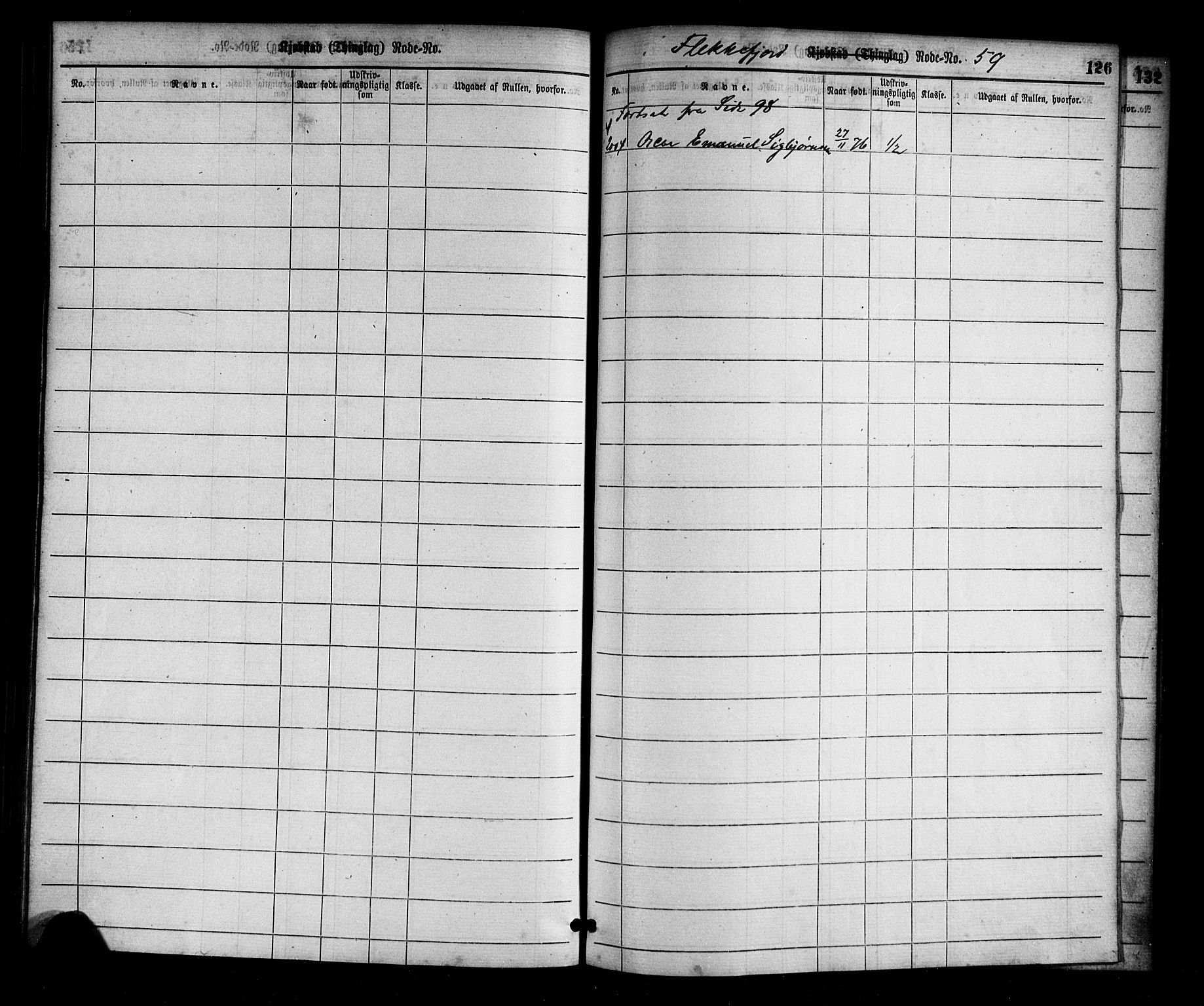 Flekkefjord mønstringskrets, SAK/2031-0018/F/Ff/L0001: Utskrivningsregisterrulle, nr som i hovedrulle, N-10, 1860-1900, s. 131