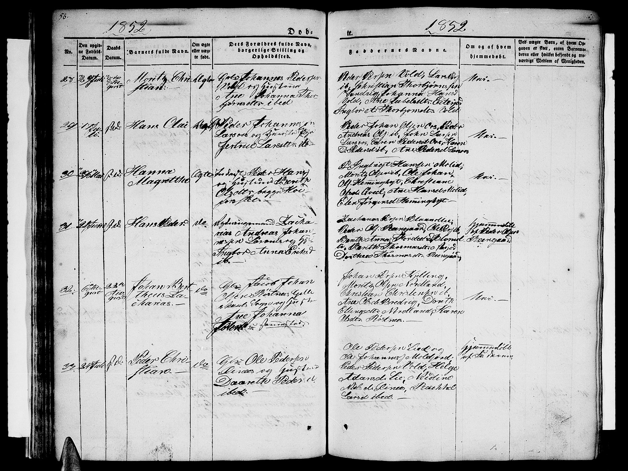 Ministerialprotokoller, klokkerbøker og fødselsregistre - Nordland, AV/SAT-A-1459/846/L0652: Klokkerbok nr. 846C02, 1841-1871, s. 56