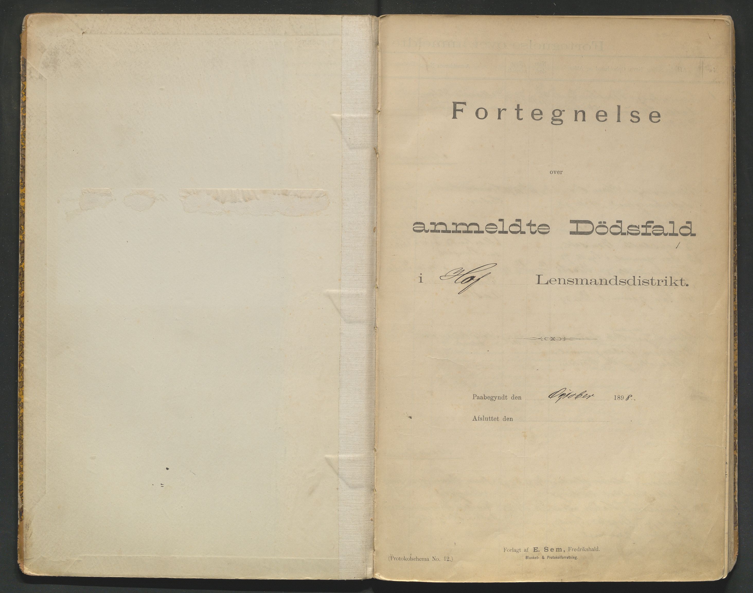 Hof lensmannskontor, AV/SAH-LHH-024/H/Ha/Haa/L0001/0001: Dødsfallsprotokoller / Dødsfallsprotokoll, 1898-1912