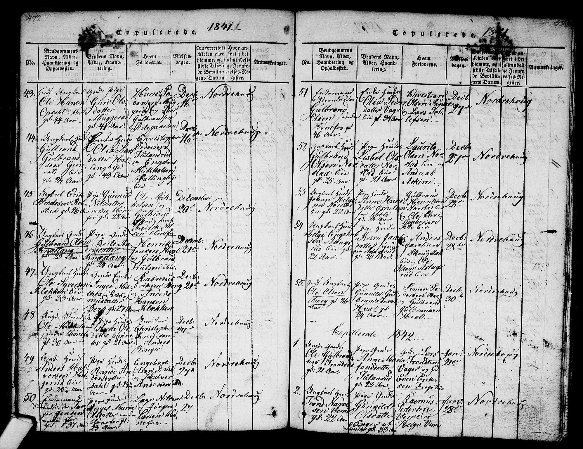Norderhov kirkebøker, AV/SAKO-A-237/G/Ga/L0003: Klokkerbok nr. I 3 /1, 1814-1876, s. 472-473