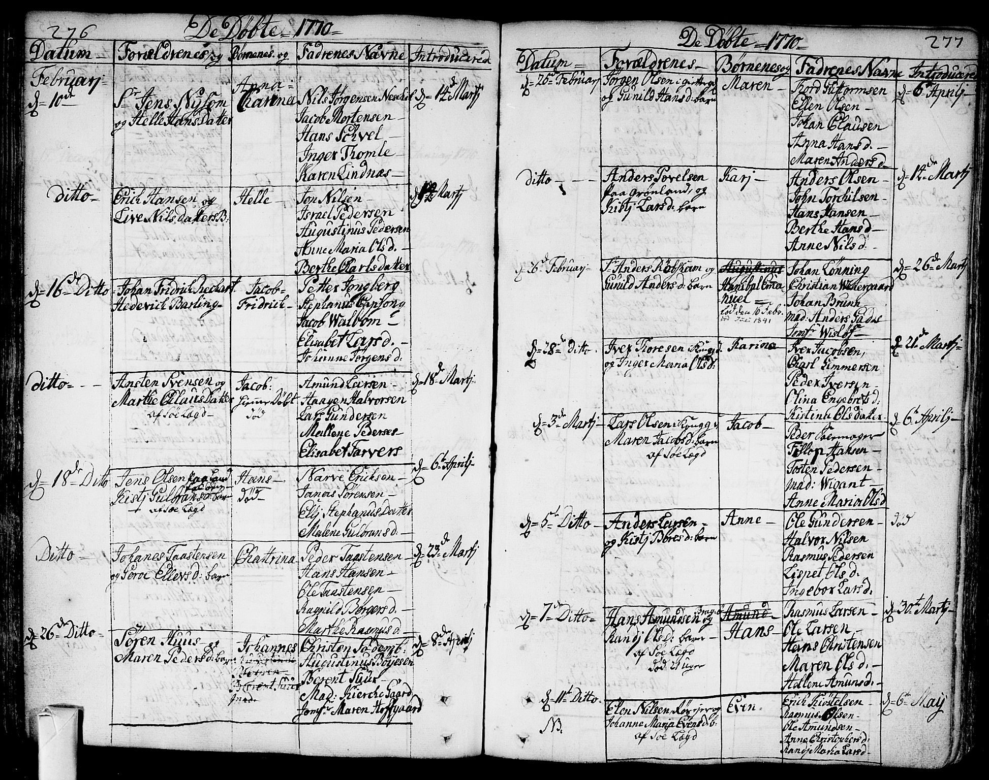 Bragernes kirkebøker, AV/SAKO-A-6/F/Fa/L0005: Ministerialbok nr. I 5, 1759-1781, s. 276-277