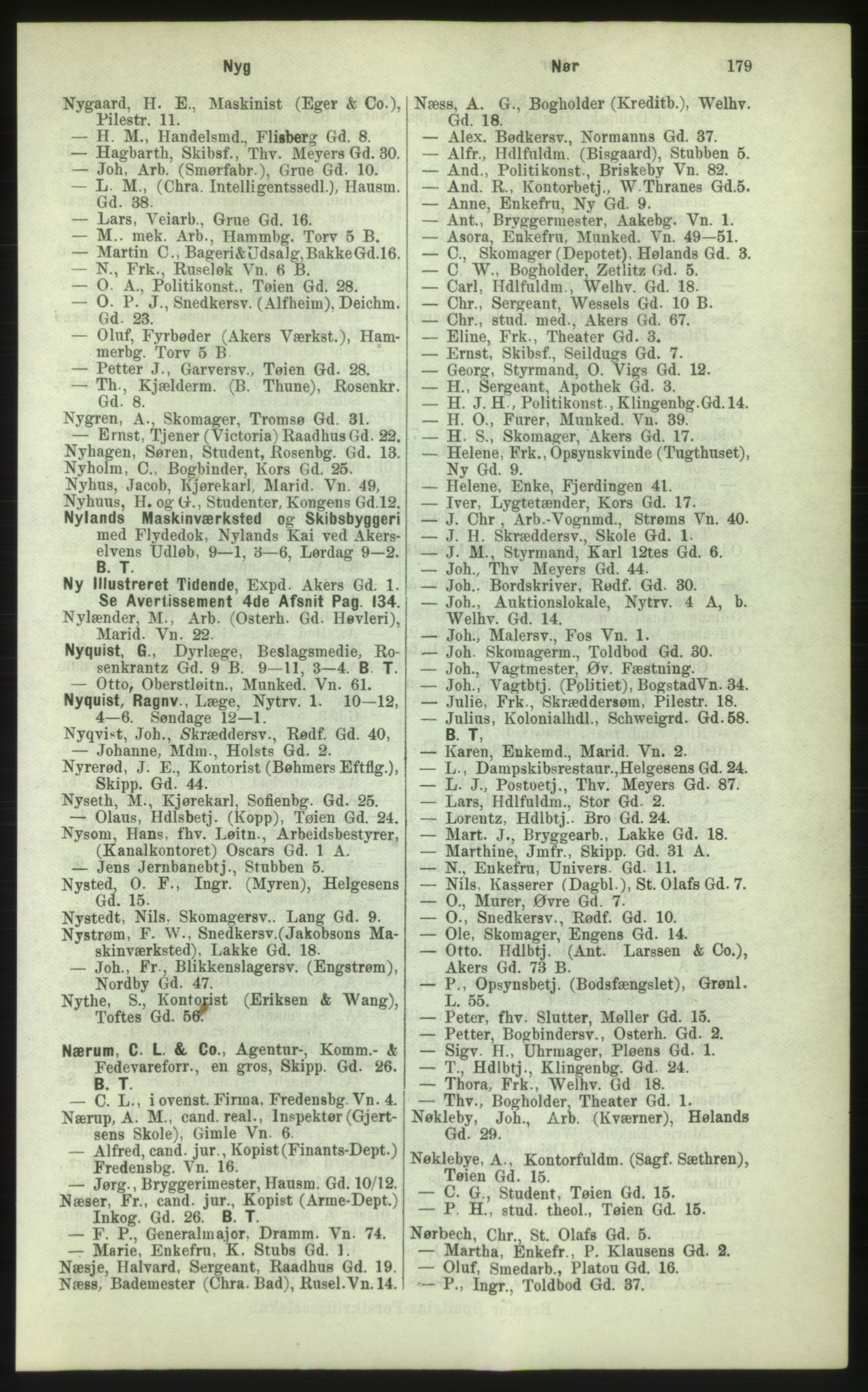 Kristiania/Oslo adressebok, PUBL/-, 1884, s. 179