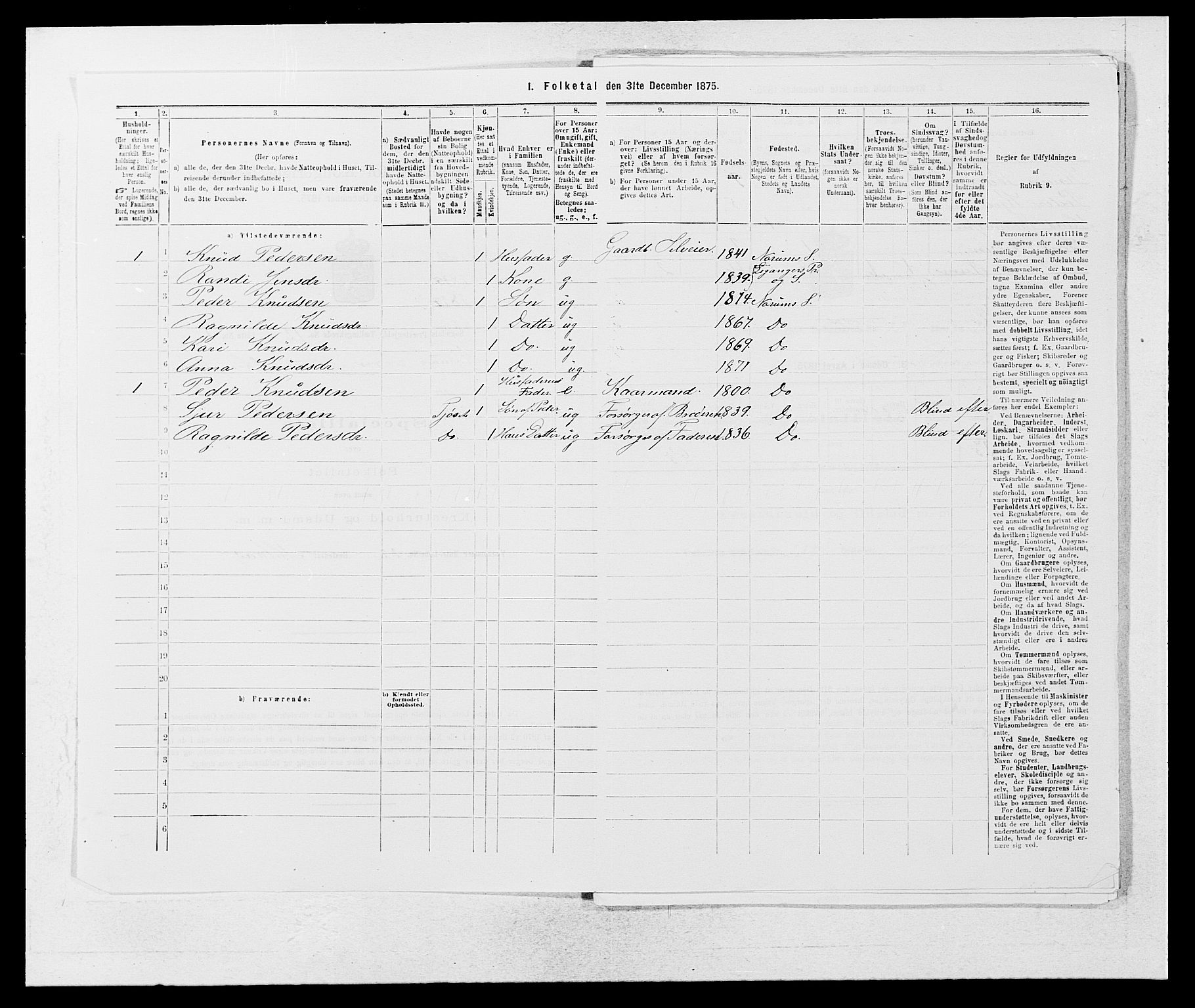 SAB, Folketelling 1875 for 1420P Sogndal prestegjeld, 1875, s. 1067