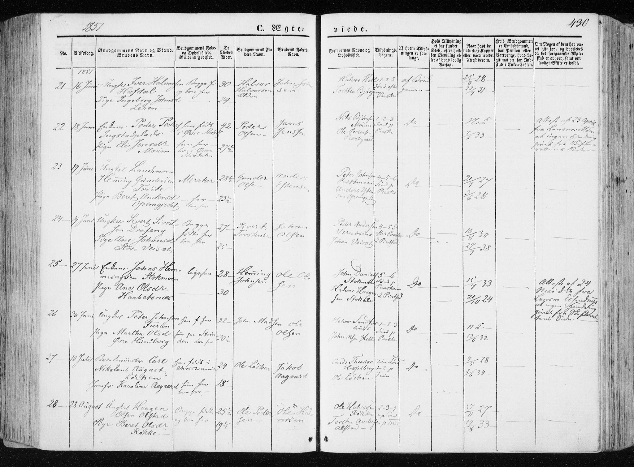 Ministerialprotokoller, klokkerbøker og fødselsregistre - Nord-Trøndelag, SAT/A-1458/709/L0074: Ministerialbok nr. 709A14, 1845-1858, s. 430