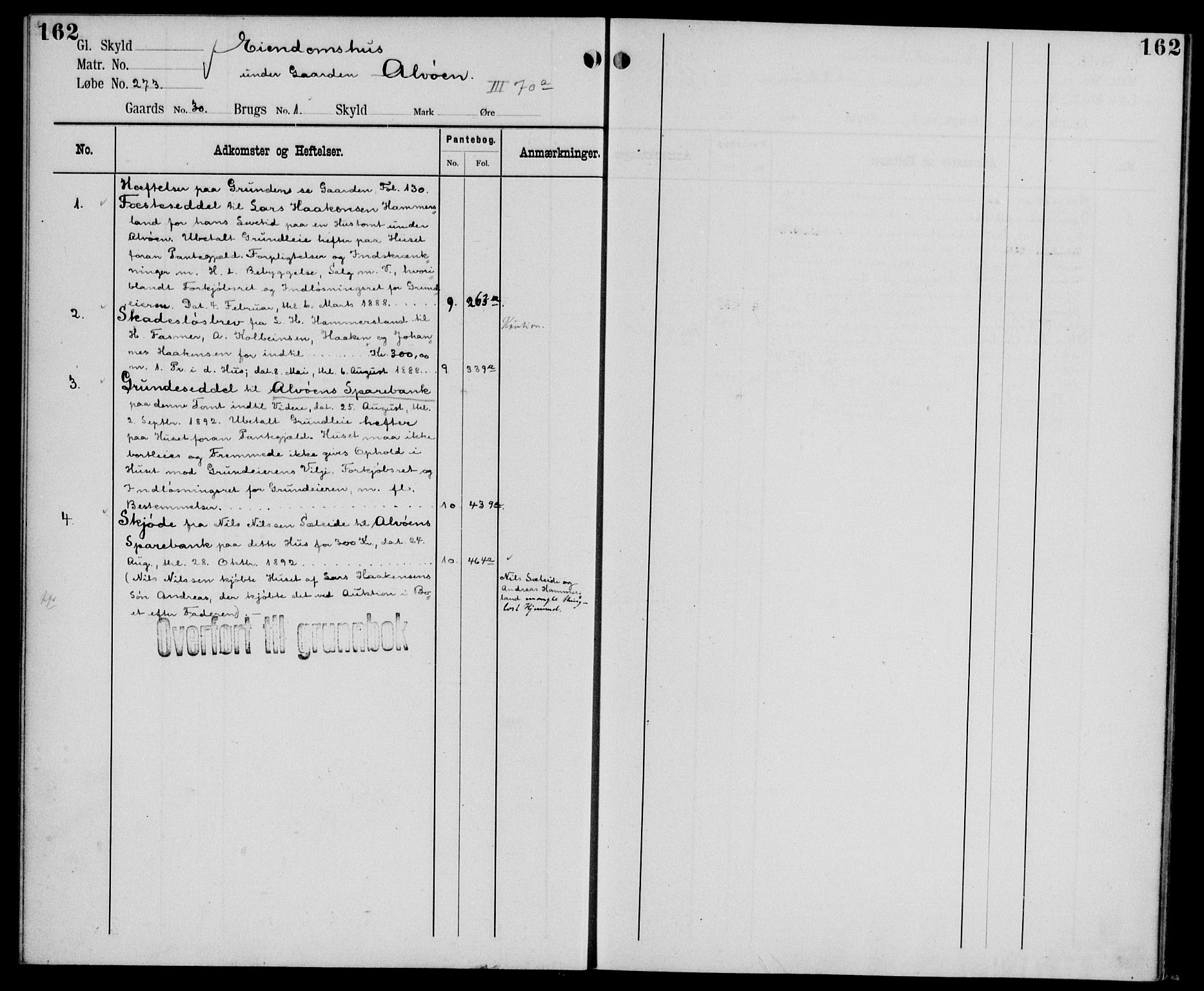 Midhordland sorenskriveri, AV/SAB-A-3001/1/G/Ga/Gab/L0106: Panteregister nr. II.A.b.106, s. 162