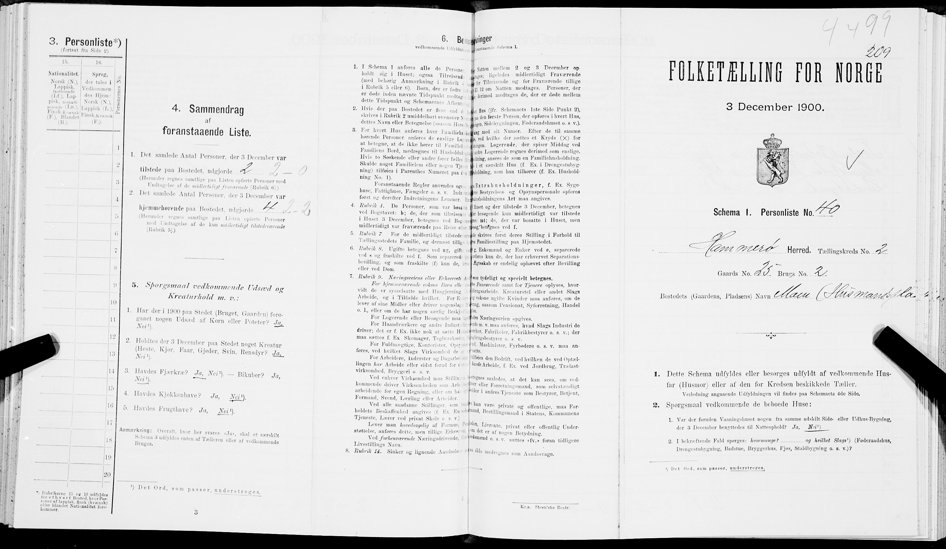 SAT, Folketelling 1900 for 1849 Hamarøy herred, 1900, s. 226