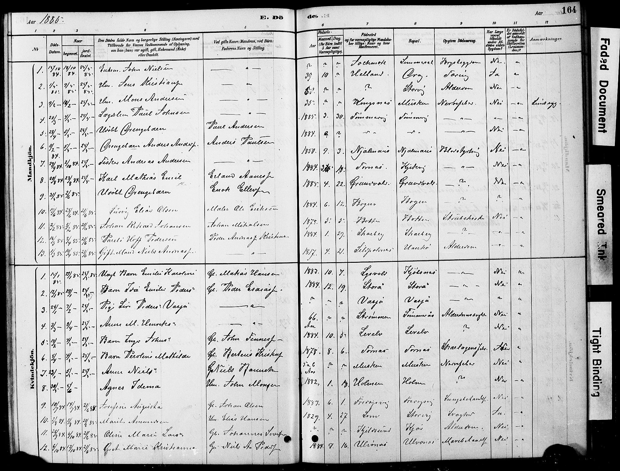 Ministerialprotokoller, klokkerbøker og fødselsregistre - Nordland, SAT/A-1459/861/L0875: Klokkerbok nr. 861C01, 1879-1887, s. 164