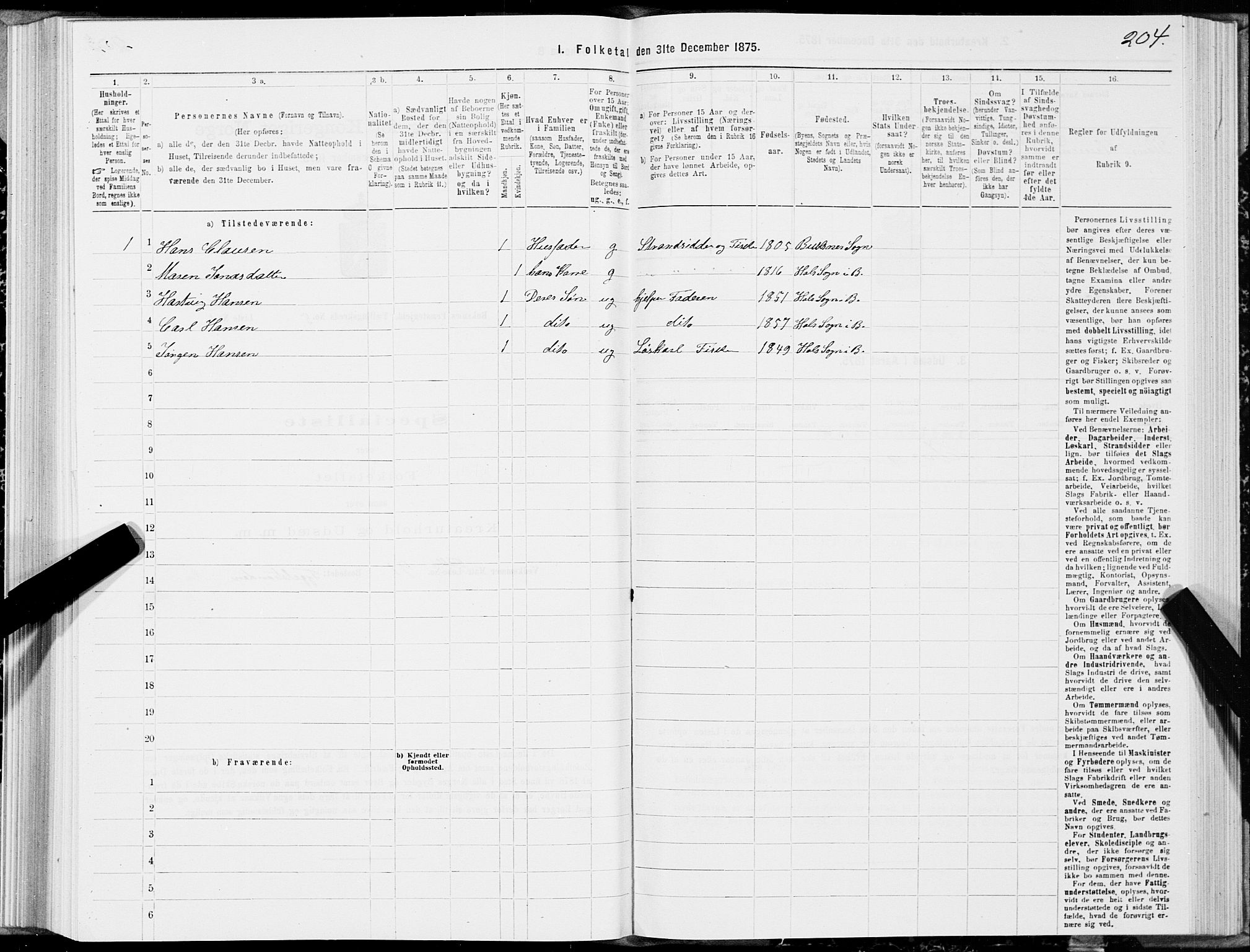 SAT, Folketelling 1875 for 1860P Buksnes prestegjeld, 1875, s. 2204