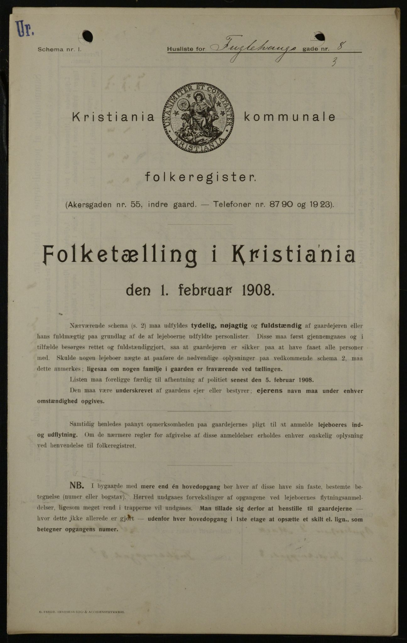 OBA, Kommunal folketelling 1.2.1908 for Kristiania kjøpstad, 1908, s. 25602
