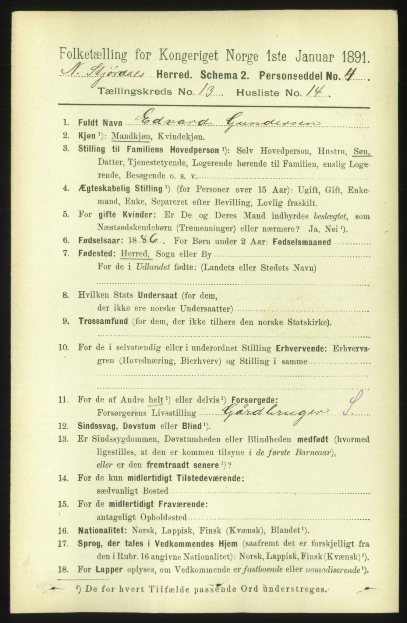 RA, Folketelling 1891 for 1714 Nedre Stjørdal herred, 1891, s. 6288