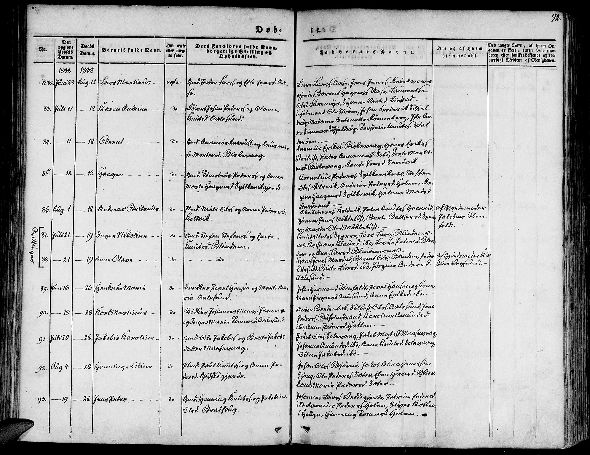 Ministerialprotokoller, klokkerbøker og fødselsregistre - Møre og Romsdal, AV/SAT-A-1454/528/L0395: Ministerialbok nr. 528A06, 1828-1839, s. 92