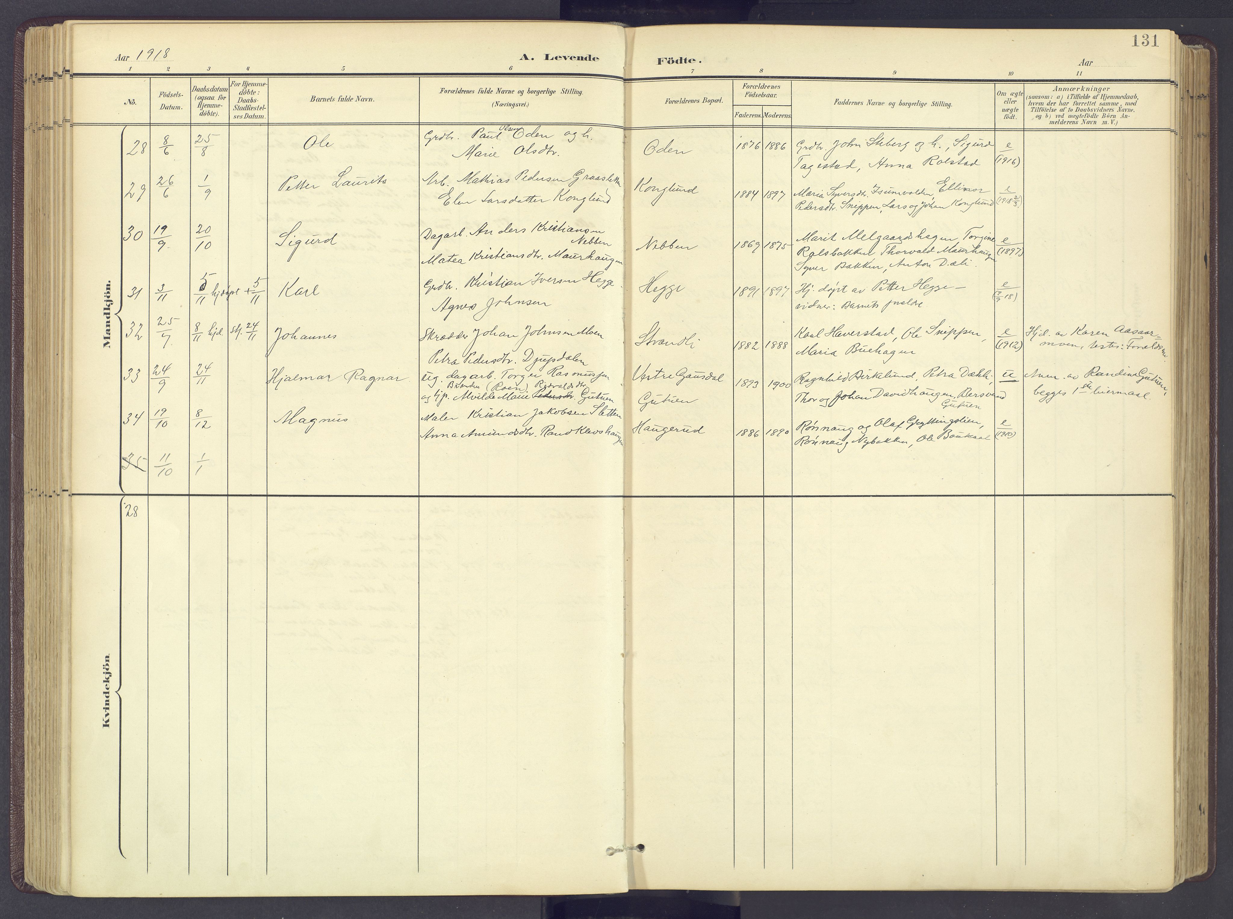 Sør-Fron prestekontor, AV/SAH-PREST-010/H/Ha/Haa/L0004: Ministerialbok nr. 4, 1898-1919, s. 131