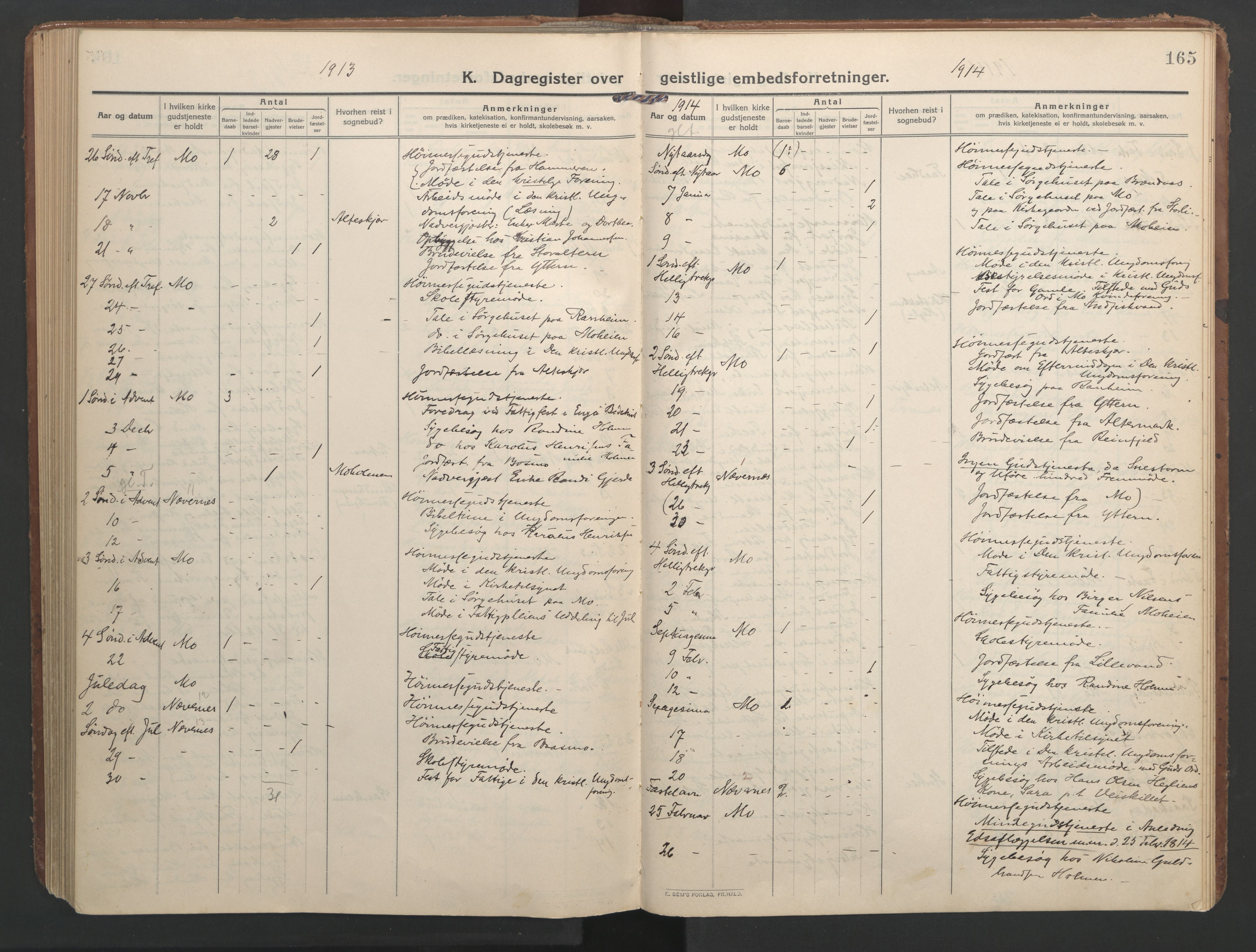 Ministerialprotokoller, klokkerbøker og fødselsregistre - Nordland, AV/SAT-A-1459/827/L0405: Ministerialbok nr. 827A17, 1912-1925, s. 165