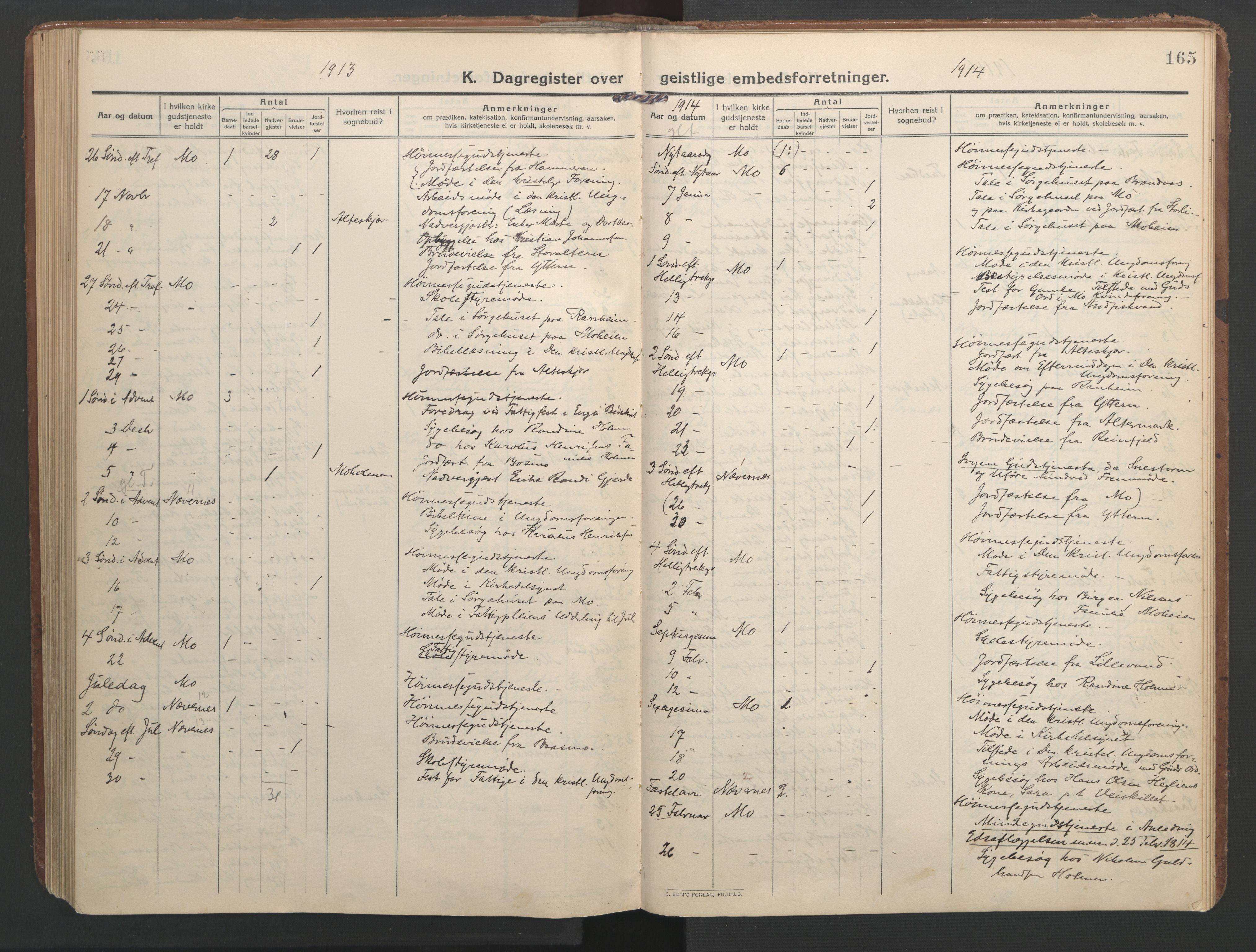 Ministerialprotokoller, klokkerbøker og fødselsregistre - Nordland, SAT/A-1459/827/L0405: Ministerialbok nr. 827A17, 1912-1925, s. 165