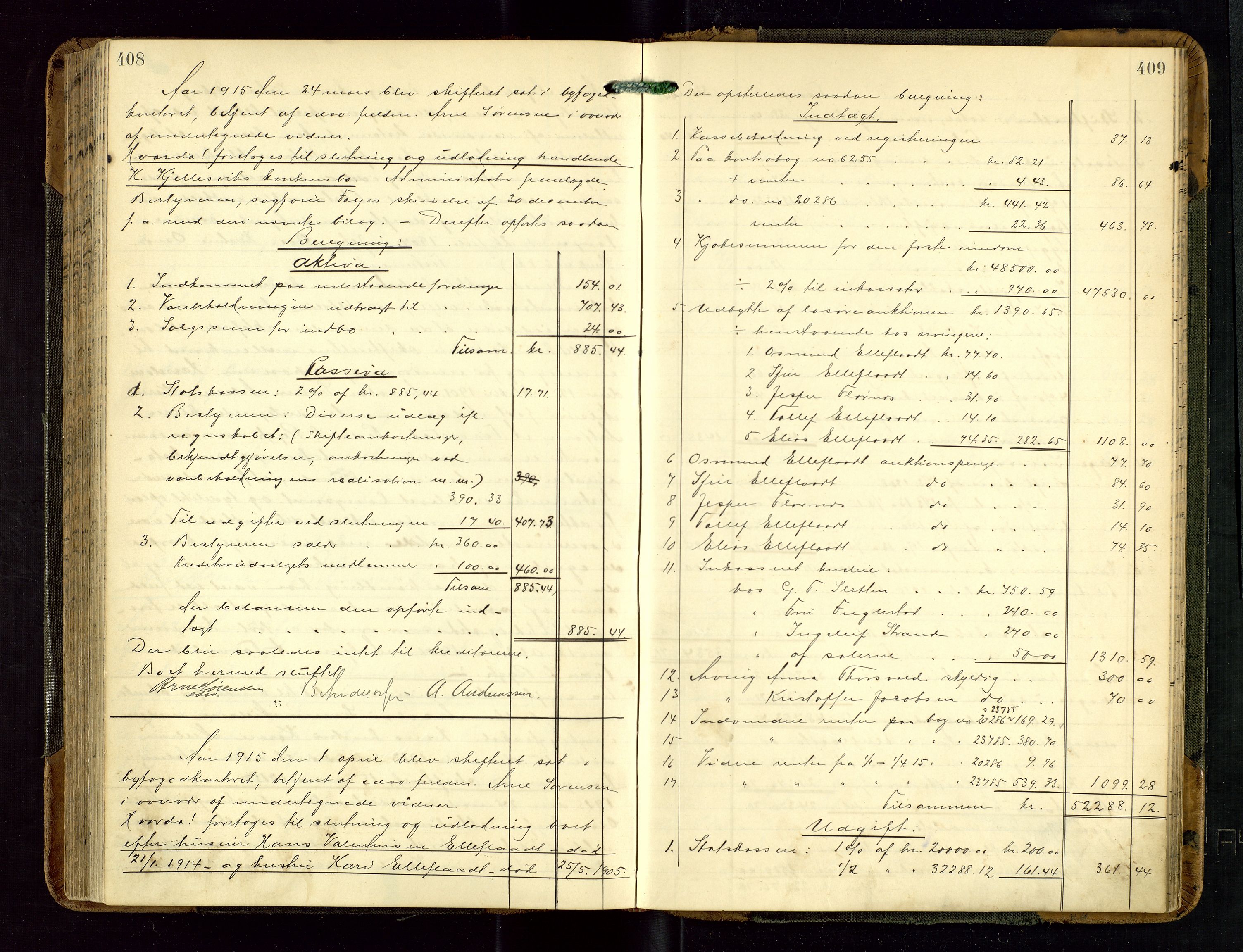 Haugesund tingrett, AV/SAST-A-101415/01/IV/IVD/L0002: Skifteutlodningsprotokoll, med register, 1904-1915, s. 408-409