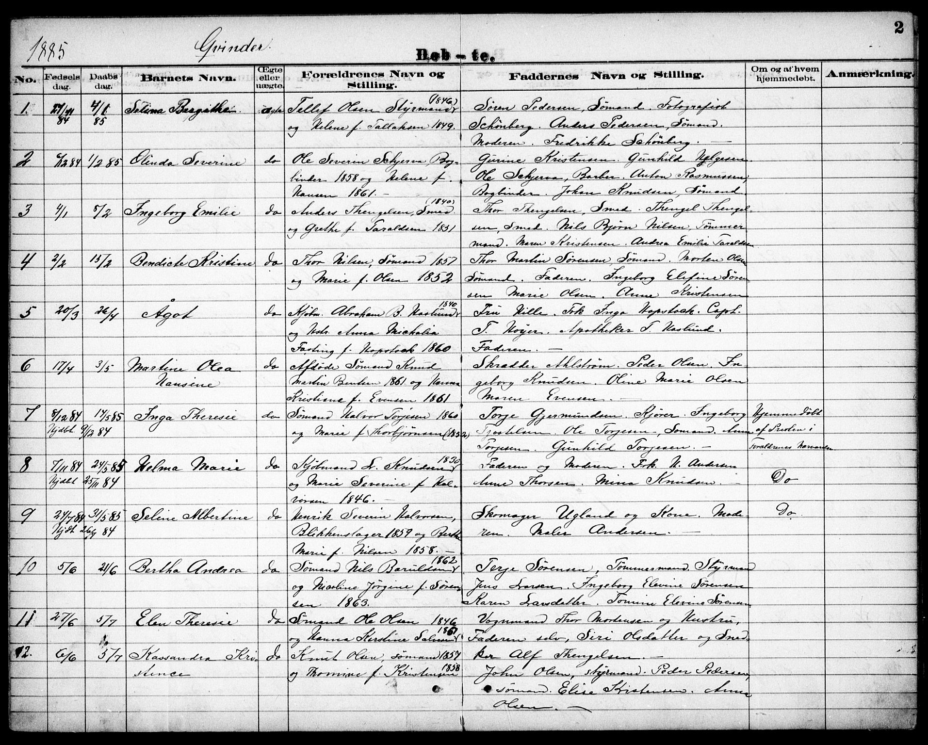 Risør sokneprestkontor, AV/SAK-1111-0035/F/Fb/L0007: Klokkerbok nr. B 7, 1885-1908, s. 2