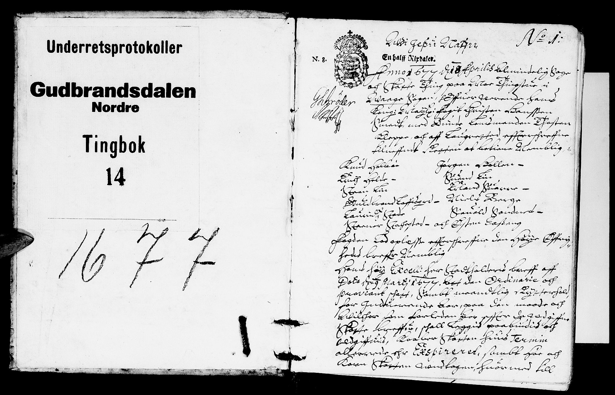 Sorenskriverier i Gudbrandsdalen, SAH/TING-036/G/Gb/Gba/L0014: Tingbok - Nord-Gudbrandsdal, 1677-1678, s. 0b-1a