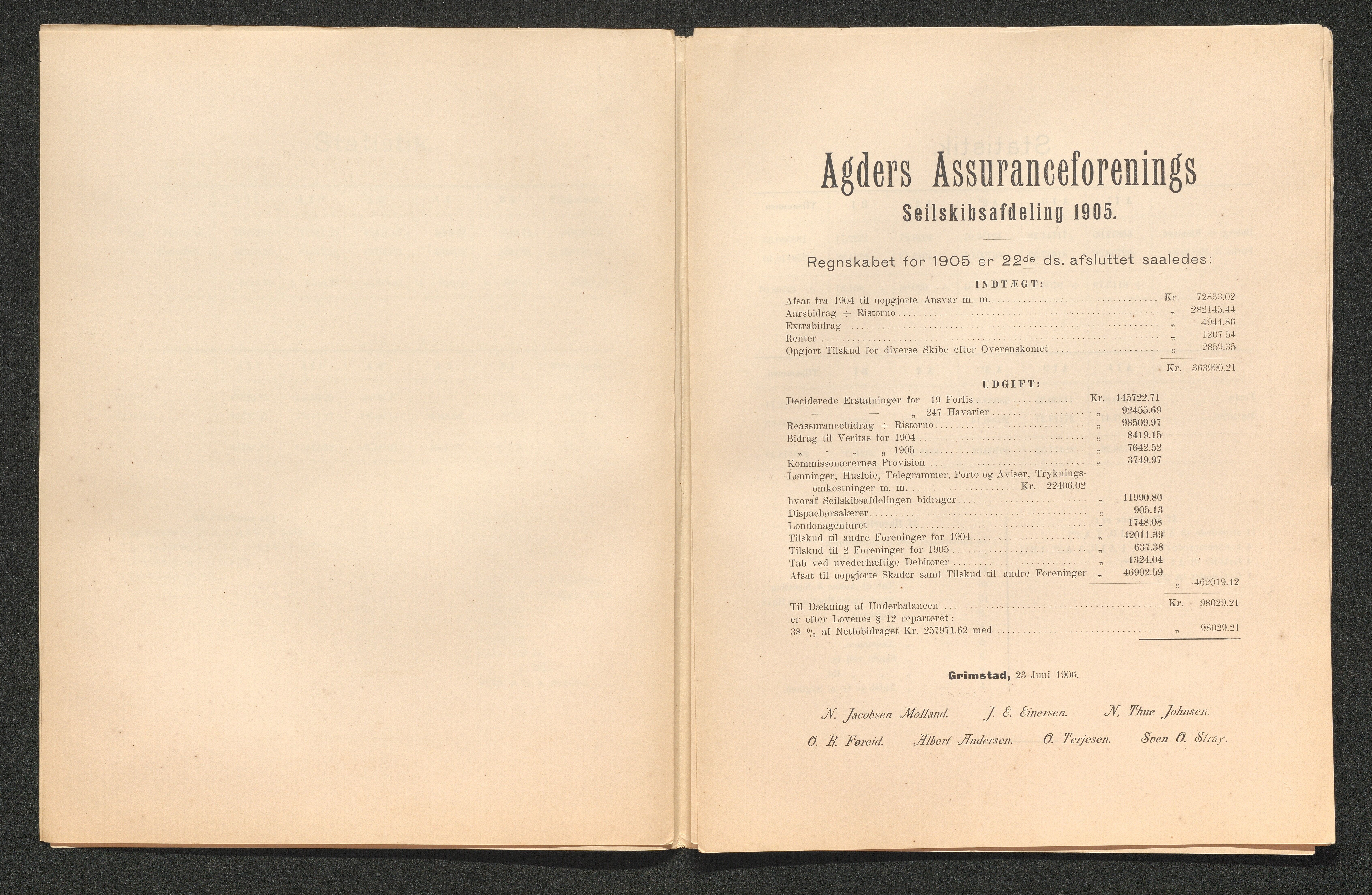 Agders Gjensidige Assuranceforening, AAKS/PA-1718/05/L0003: Regnskap, seilavdeling, pakkesak, 1890-1912