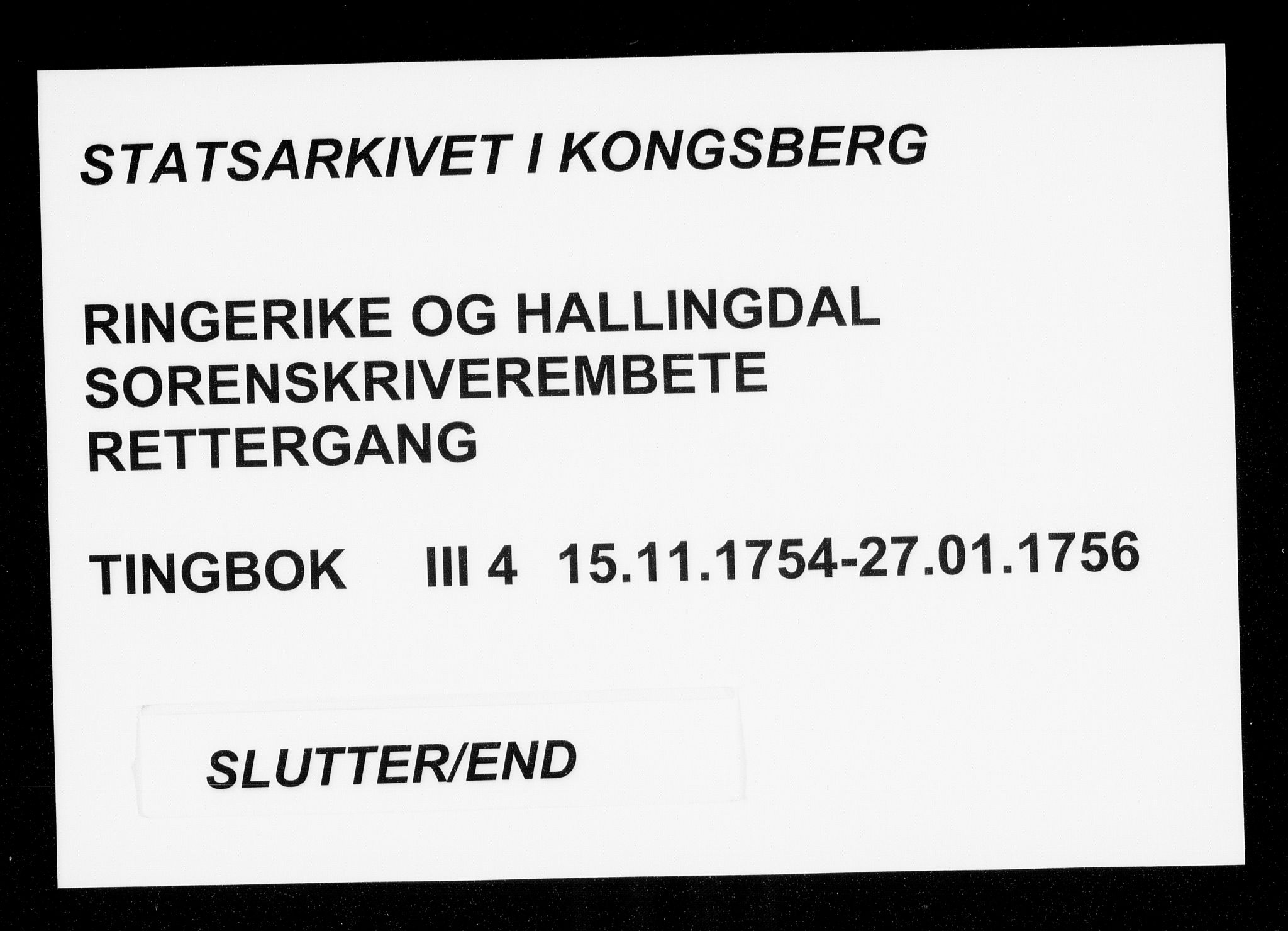 Ringerike og Hallingdal sorenskriveri, AV/SAKO-A-81/F/Fa/Fac/L0004: Tingbok - Ringerike, 1754-1756