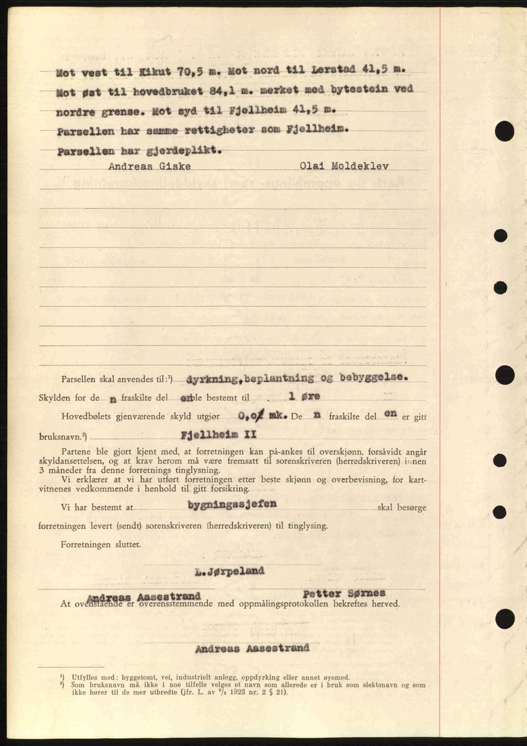 Nordre Sunnmøre sorenskriveri, AV/SAT-A-0006/1/2/2C/2Ca: Pantebok nr. A17, 1943-1944, Dagboknr: 1645/1943