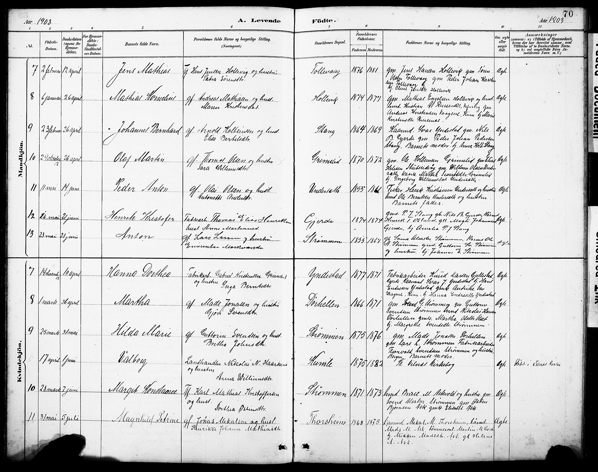 Askvoll sokneprestembete, AV/SAB-A-79501/H/Hab/Haba/L0003: Klokkerbok nr. A 3, 1886-1928, s. 70