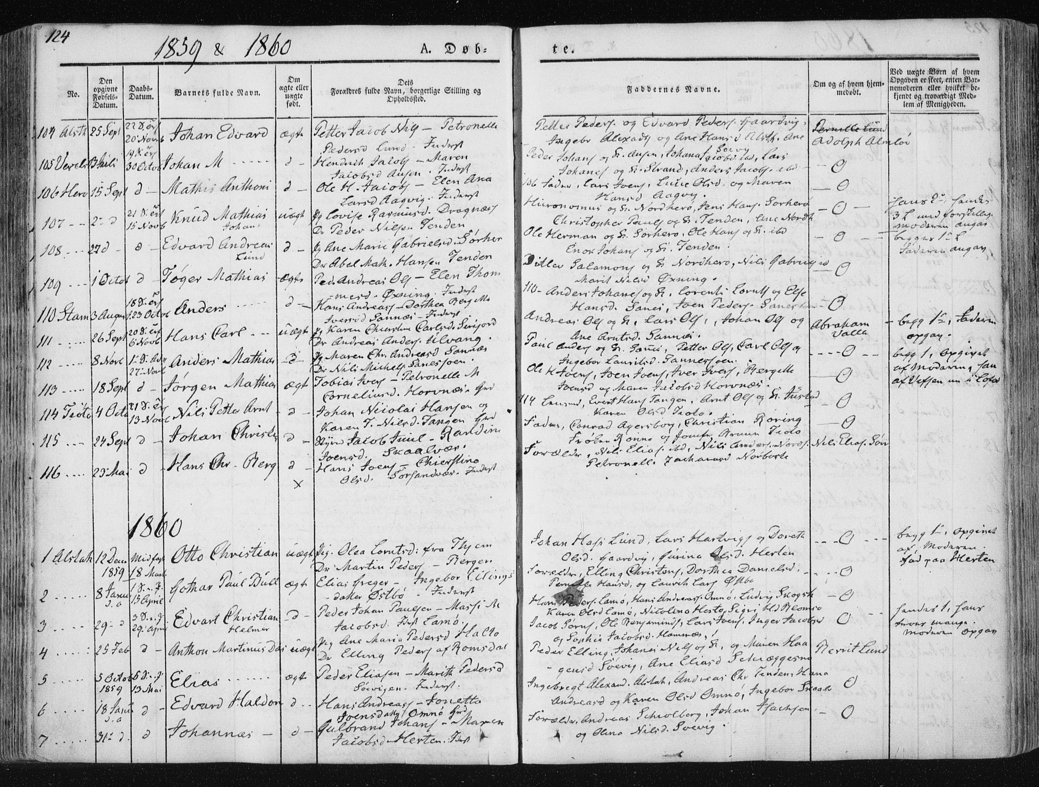 Ministerialprotokoller, klokkerbøker og fødselsregistre - Nordland, AV/SAT-A-1459/830/L0446: Ministerialbok nr. 830A10, 1831-1865, s. 124