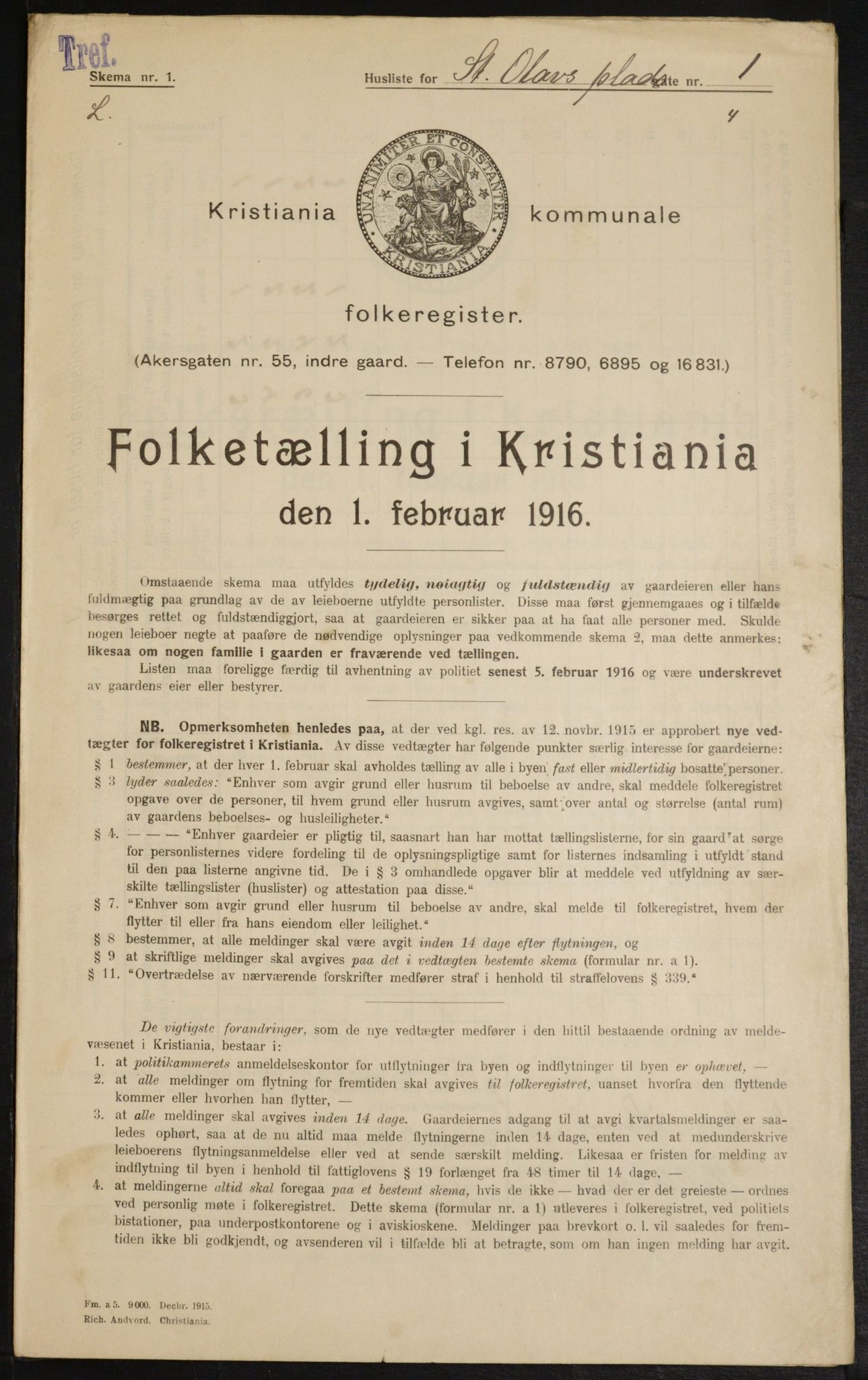 OBA, Kommunal folketelling 1.2.1916 for Kristiania, 1916, s. 90563