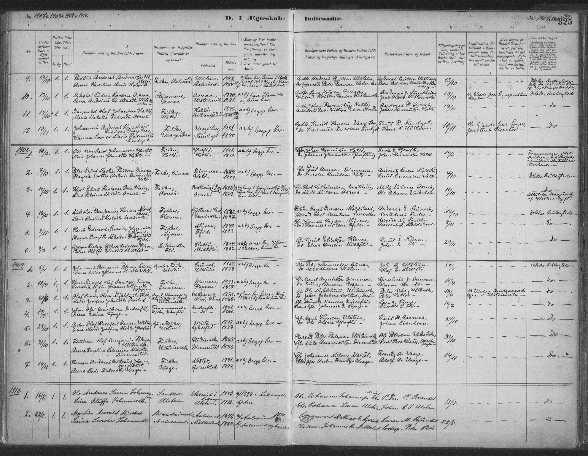 Ministerialprotokoller, klokkerbøker og fødselsregistre - Møre og Romsdal, SAT/A-1454/509/L0106: Ministerialbok nr. 509A04, 1883-1922, s. 325