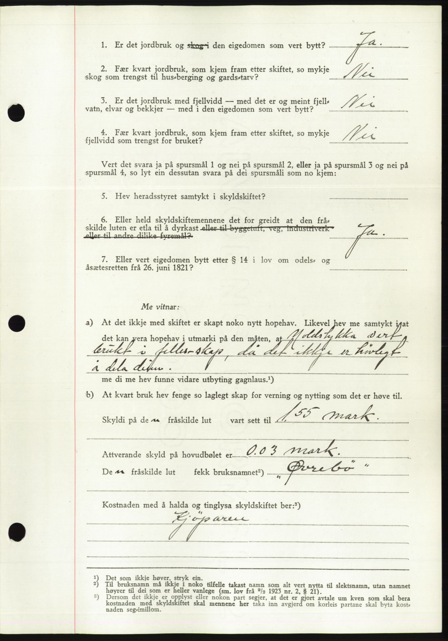 Søre Sunnmøre sorenskriveri, AV/SAT-A-4122/1/2/2C/L0075: Pantebok nr. 1A, 1943-1943, Dagboknr: 315/1943