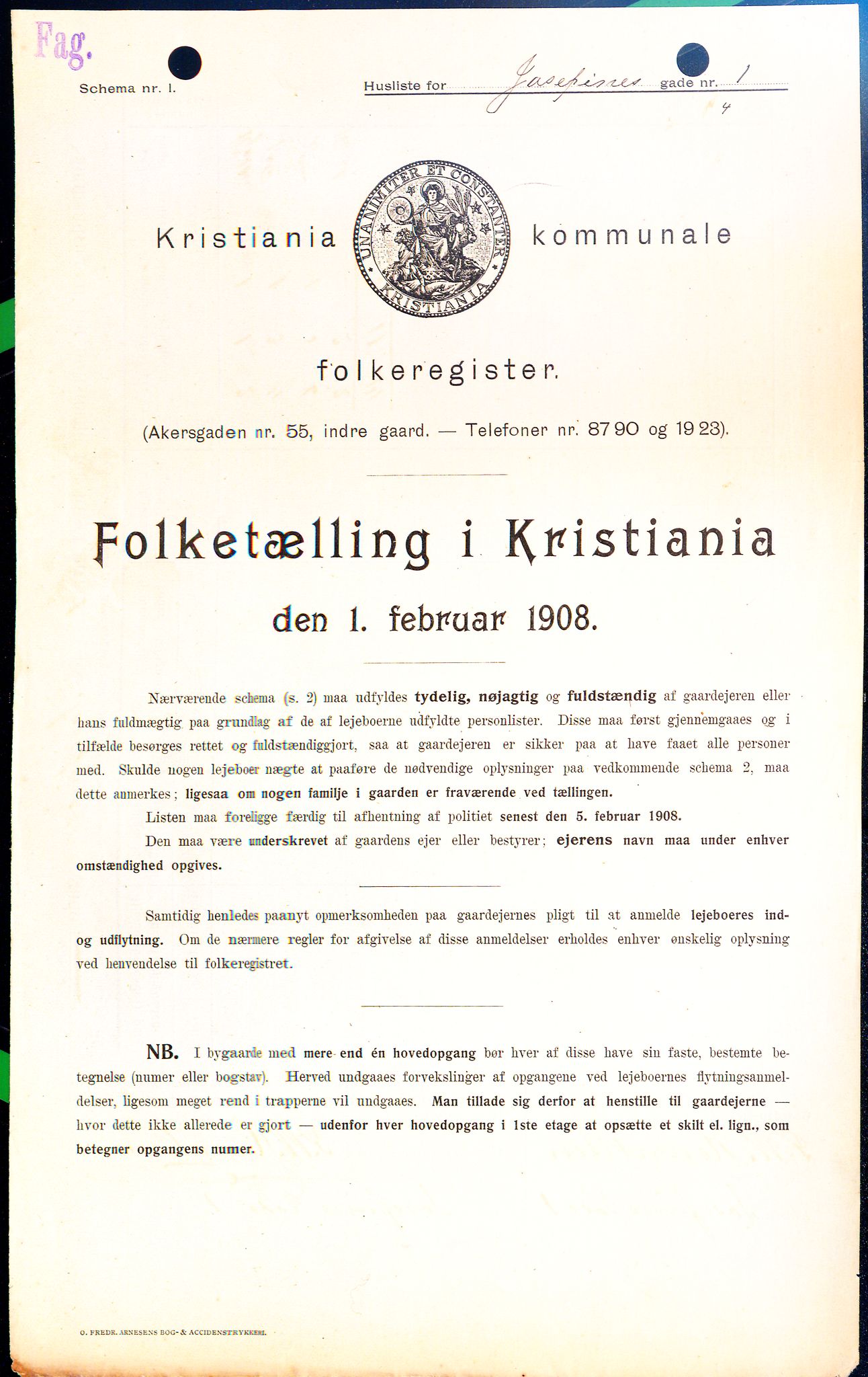 OBA, Kommunal folketelling 1.2.1908 for Kristiania kjøpstad, 1908, s. 42275