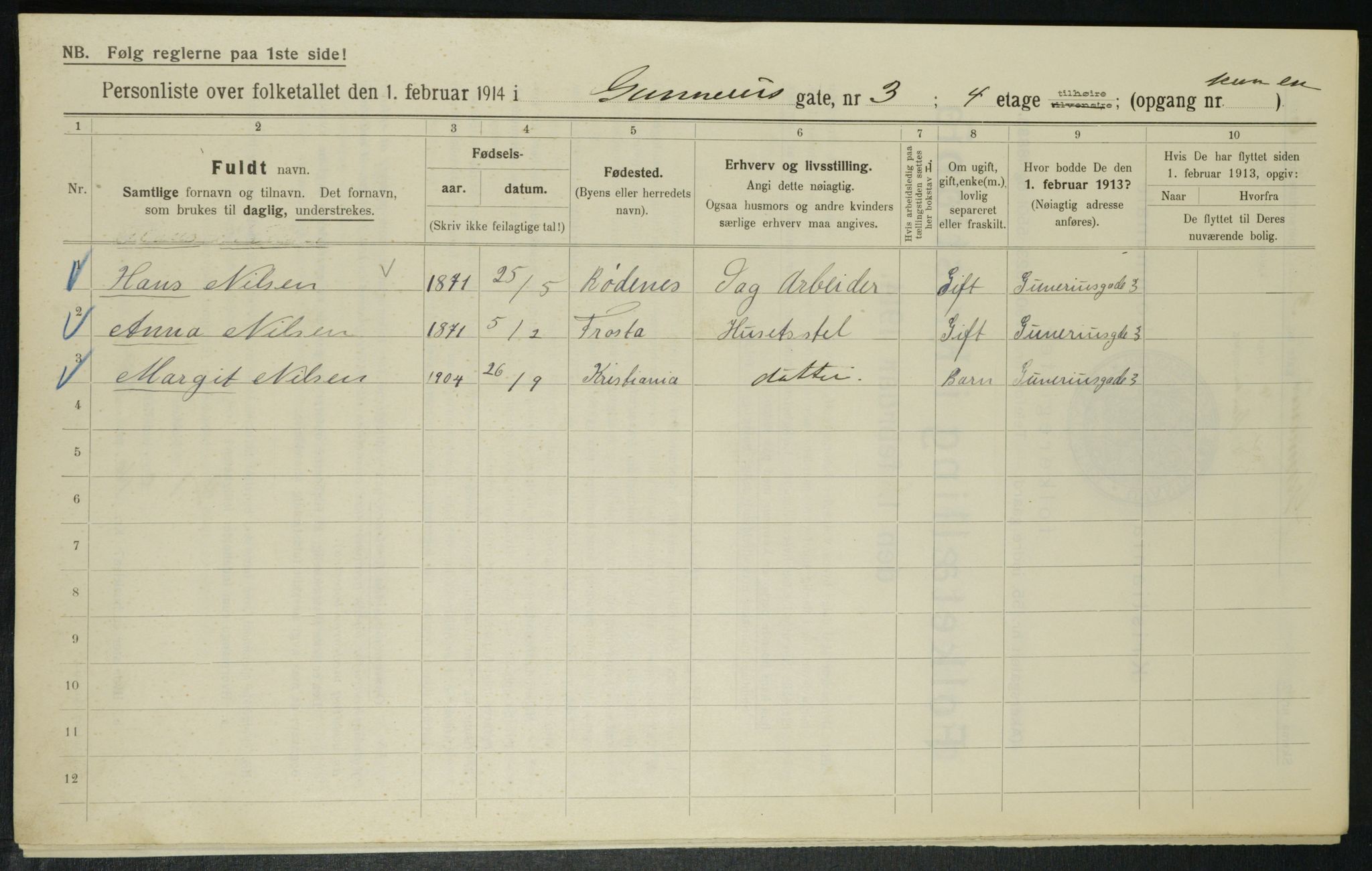 OBA, Kommunal folketelling 1.2.1914 for Kristiania, 1914, s. 5190