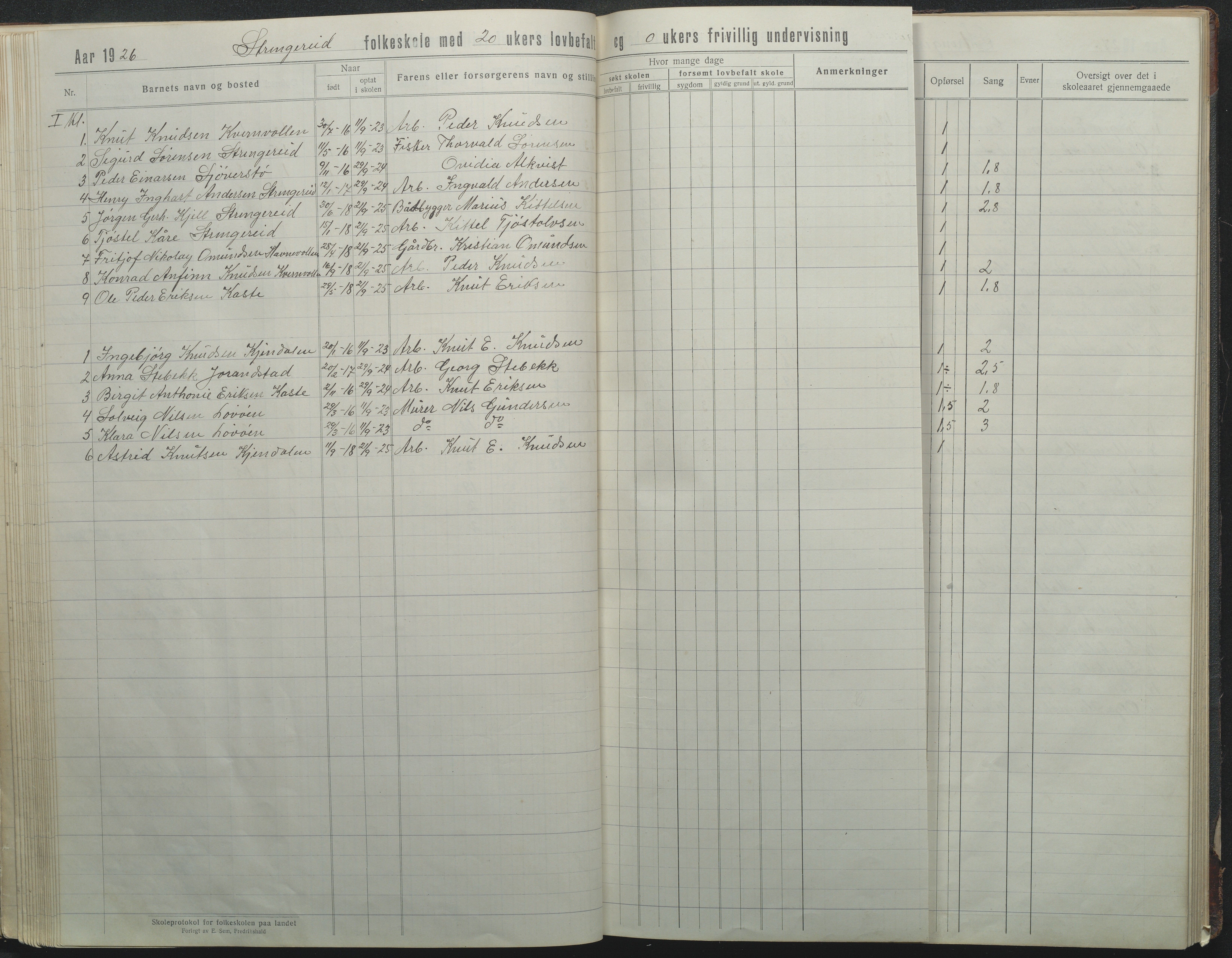 Flosta kommune, Strengereid Krets, AAKS/KA0916-550h/F01/L0004: Skoleprotokoll Strengereid skole, 1918-1944