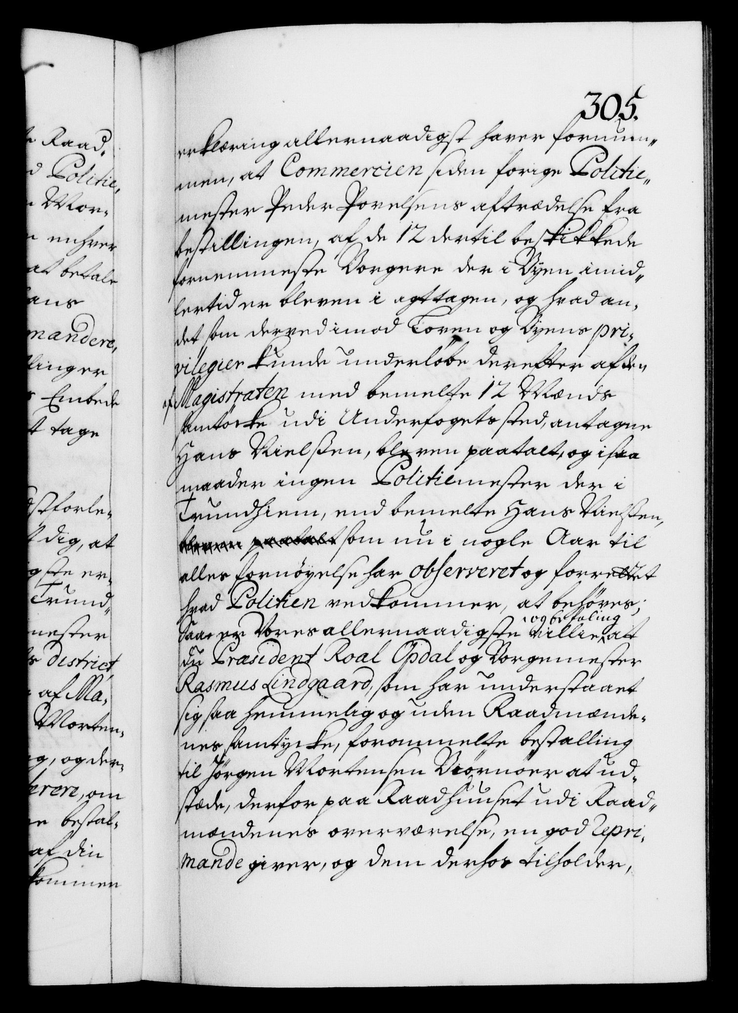 Danske Kanselli 1572-1799, AV/RA-EA-3023/F/Fc/Fca/Fcab/L0018: Norske tegnelser, 1707-1709, s. 305a