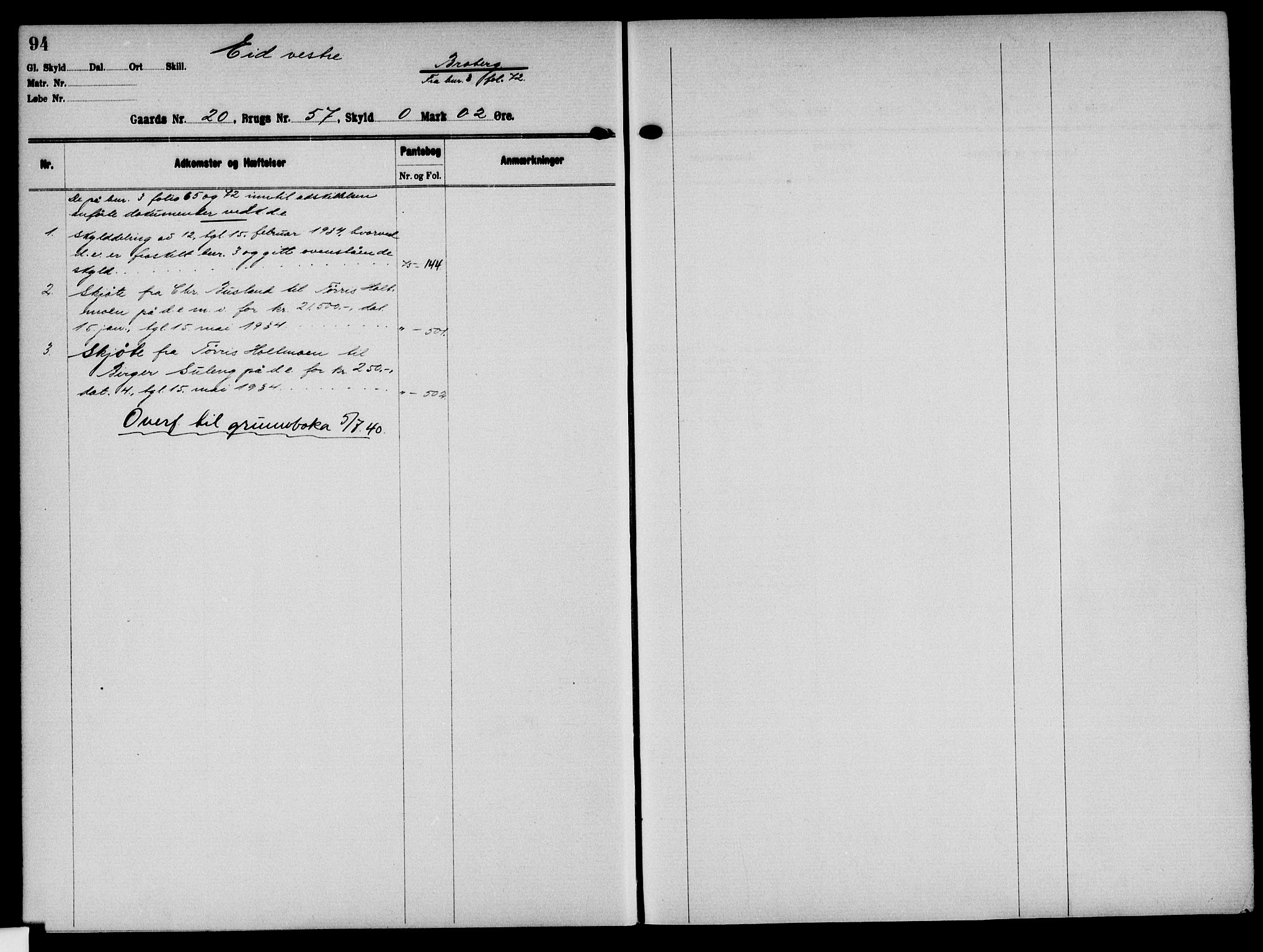 Solør tingrett, AV/SAH-TING-008/H/Ha/Hak/L0002: Panteregister nr. II, 1900-1935, s. 94