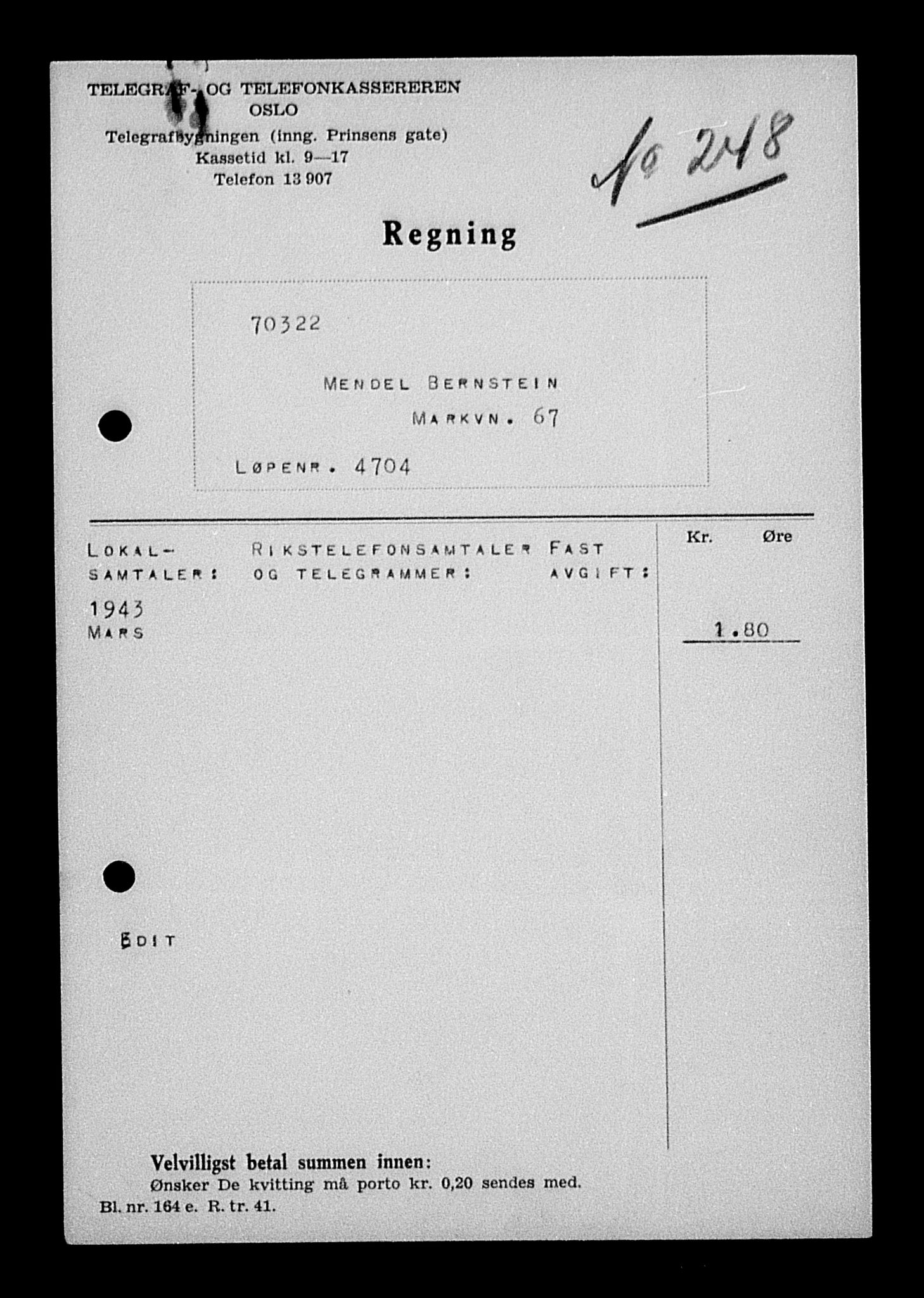 Justisdepartementet, Tilbakeføringskontoret for inndratte formuer, AV/RA-S-1564/H/Hc/Hcc/L0924: --, 1945-1947, s. 20