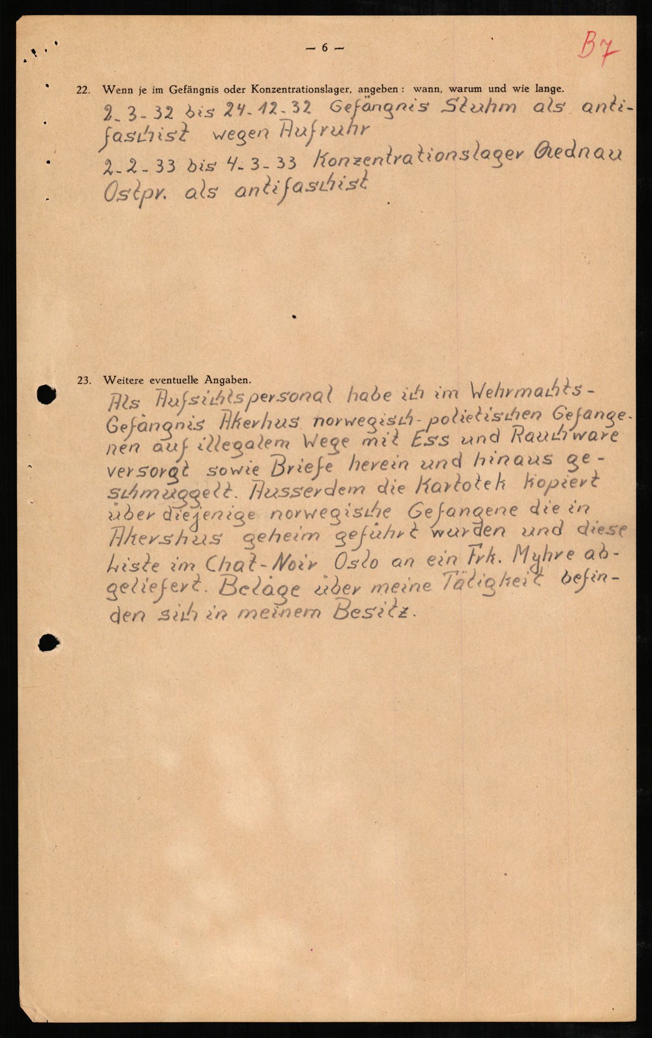 Forsvaret, Forsvarets overkommando II, AV/RA-RAFA-3915/D/Db/L0004: CI Questionaires. Tyske okkupasjonsstyrker i Norge. Tyskere., 1945-1946, s. 429